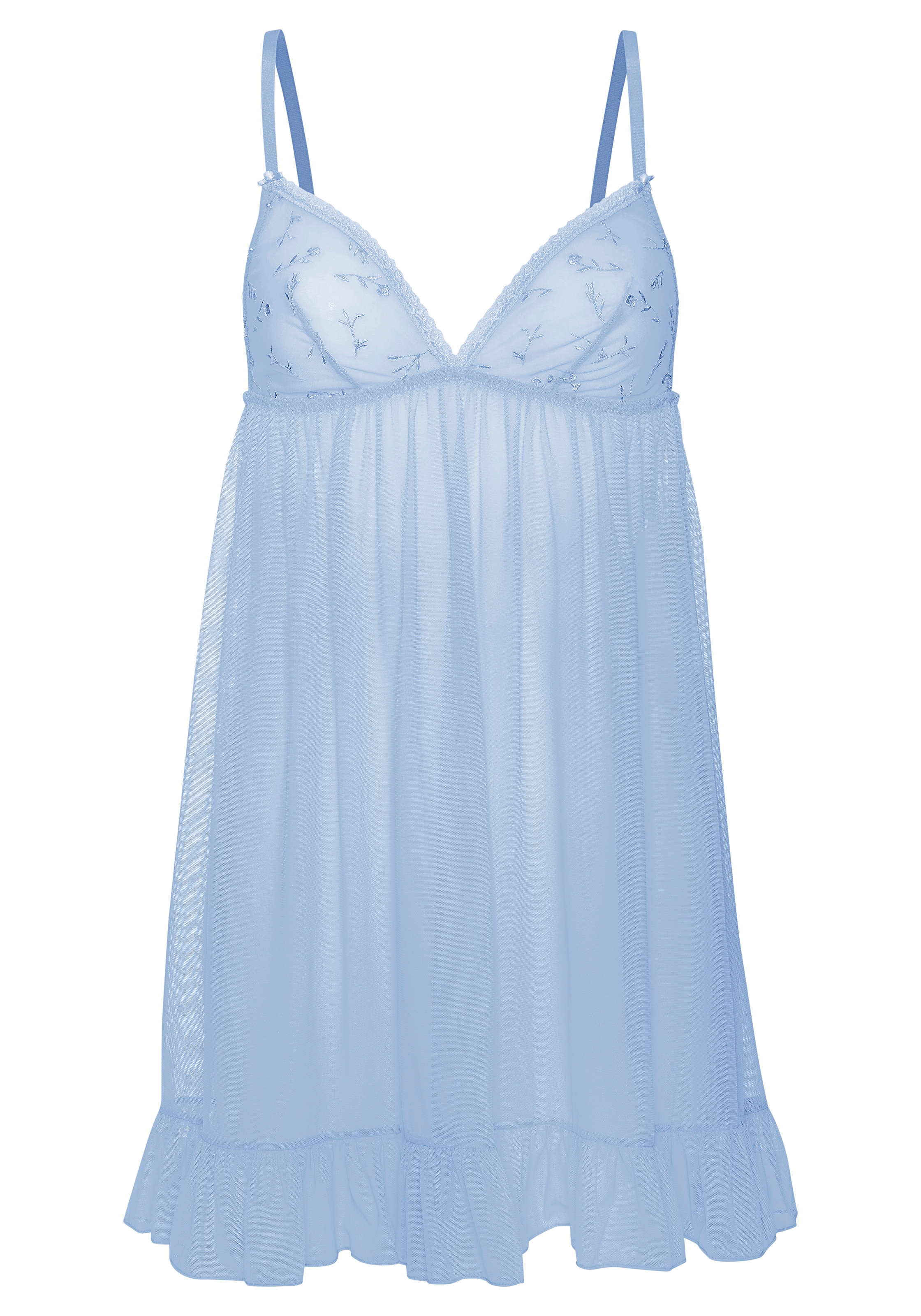 Vivance Negligé »Thea« aus transparentem Soft-Mesh mit Blumen aus Stickereispitze, Reizwäsche