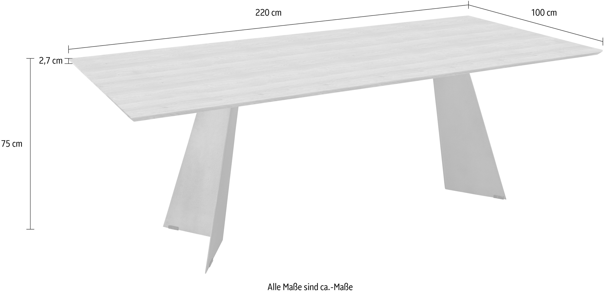 K+W Komfort & Wohnen Esstisch »5252«, Wildeiche natur oder bianco, Untergestell in Metall, 3 Breiten wählbar