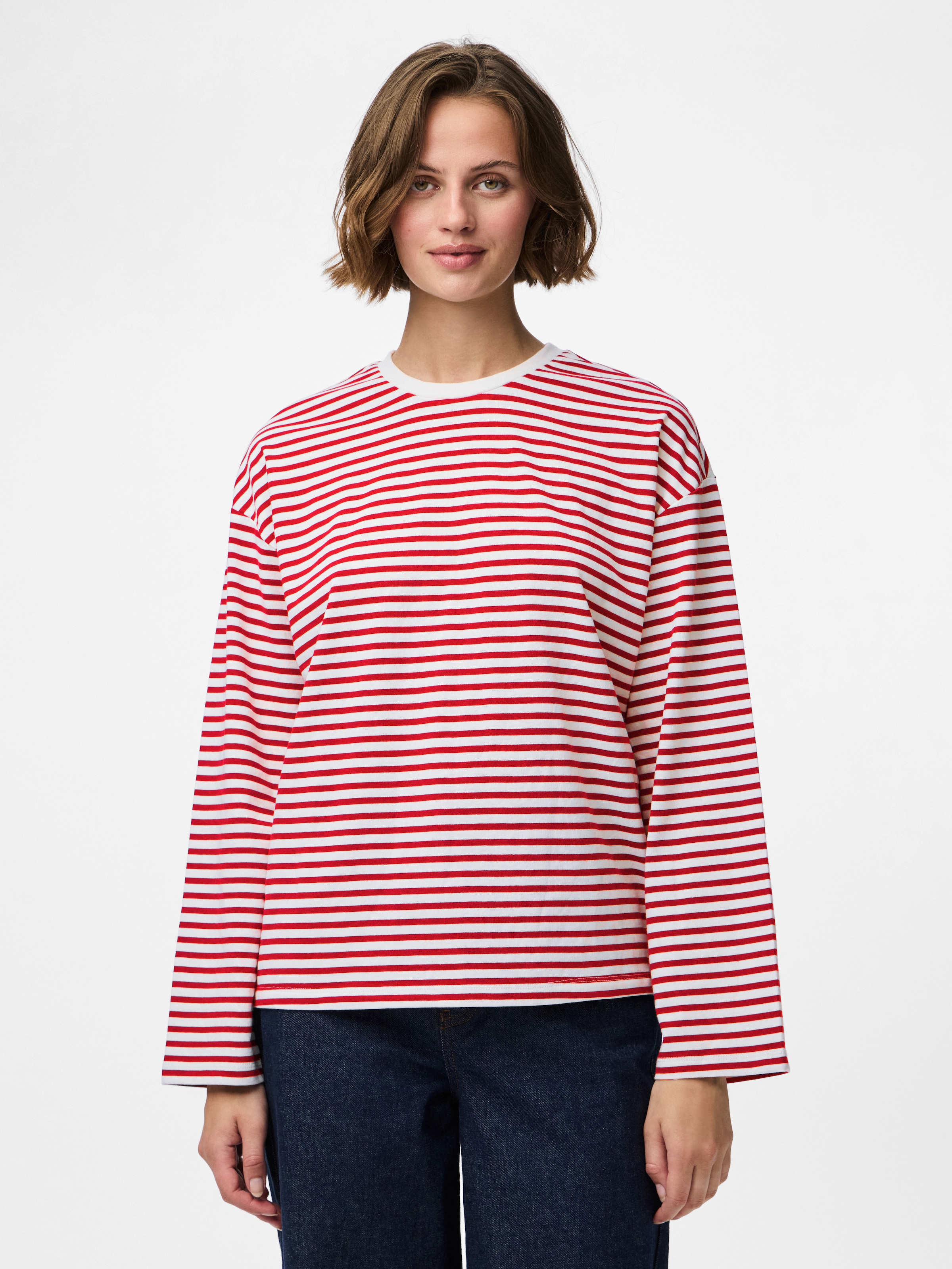 pieces Langarmshirt »PCSADIE LS TOP JRS NOOS« Baumwollmischung, oversize