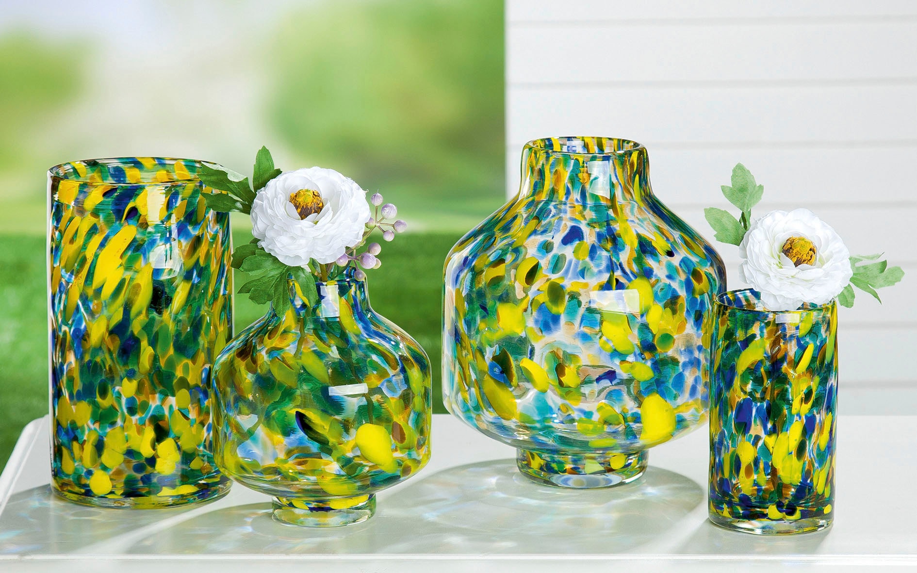 GILDE Tischvase »Splash, Höhe ca. 16 cm«, (1 St.), dekorative Vase aus Glas, Blumenvase