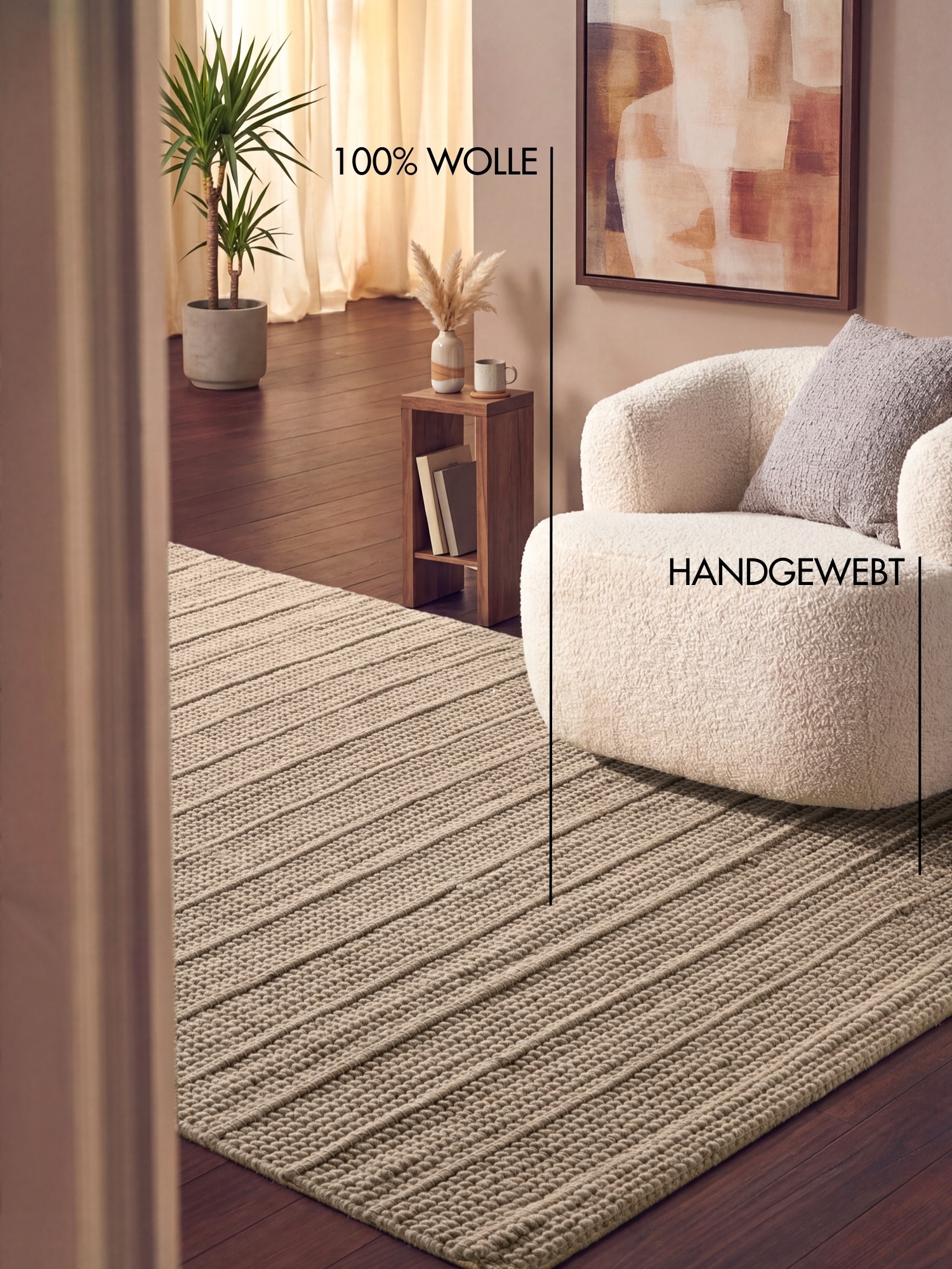 Ted Baker Wollteppich »Parker« rechteckig 7 mm Höhe Wolle, Natur, handgewebt, Wohnzimmer, Schlafzimmer, Boho, Skandi