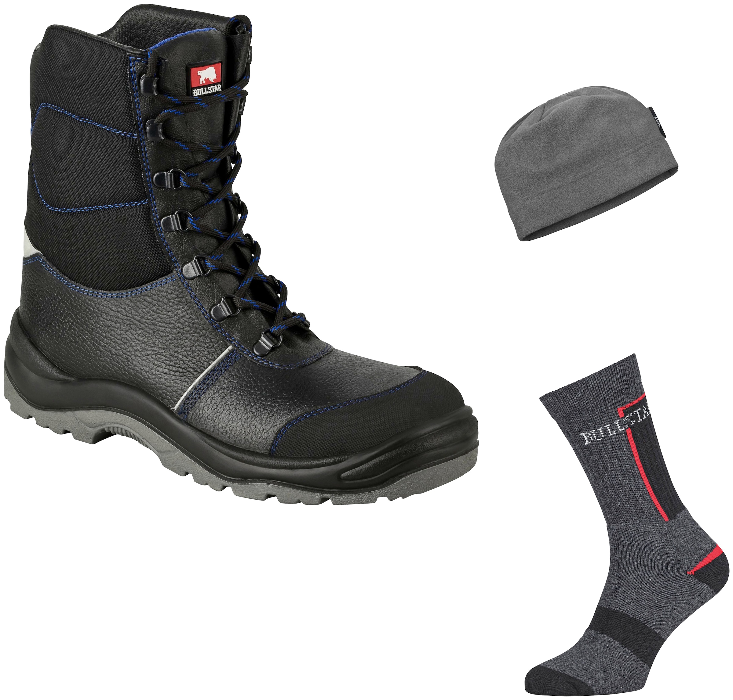 Sicherheitsstiefel, Winter-Vorteilspack mit Socken und Mütze, S3