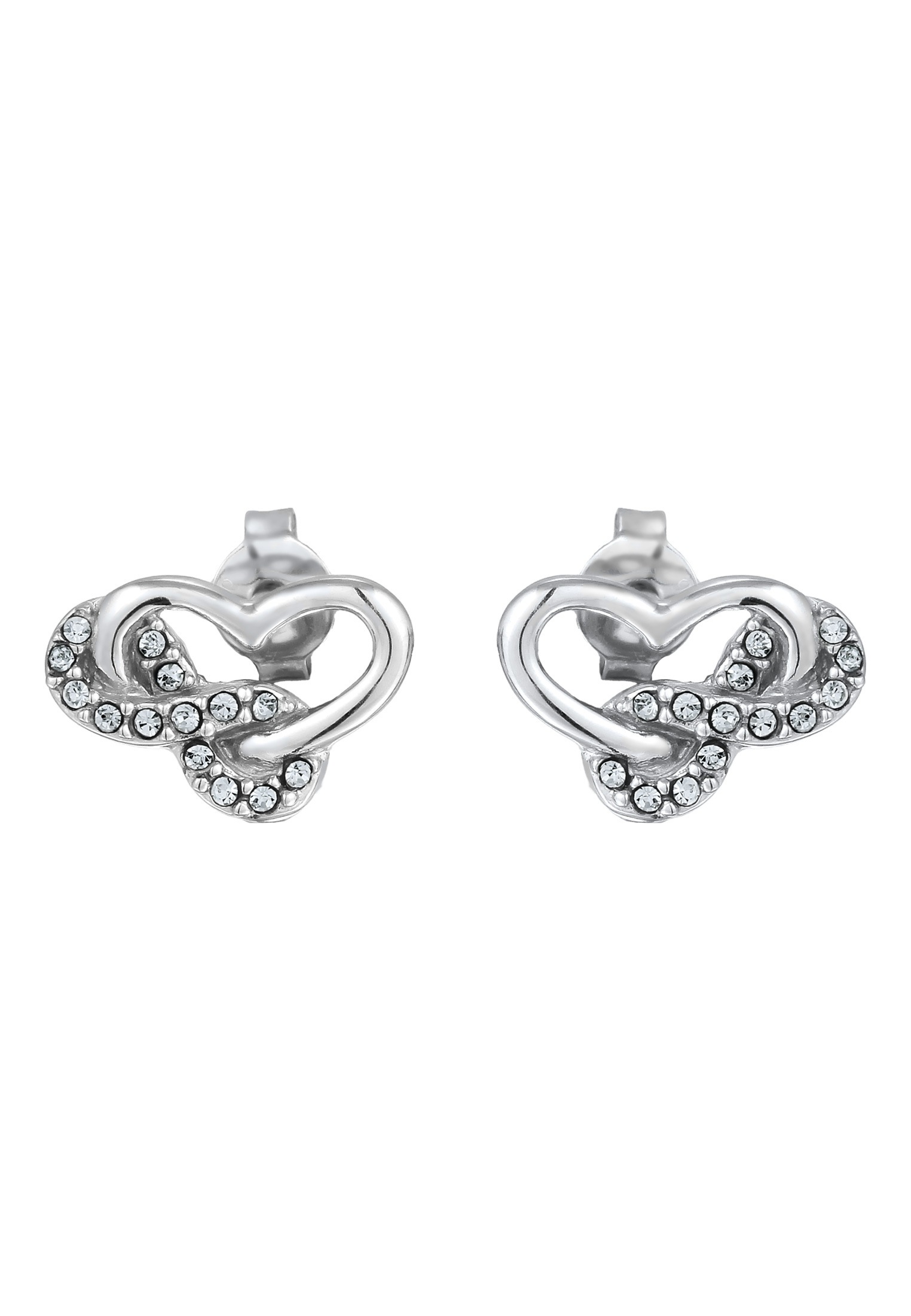 Elli Paar Ohrstecker »Ohrringe Ohrstecker Herz Infinity Kristalle Weiß 925 Sterling Silber«