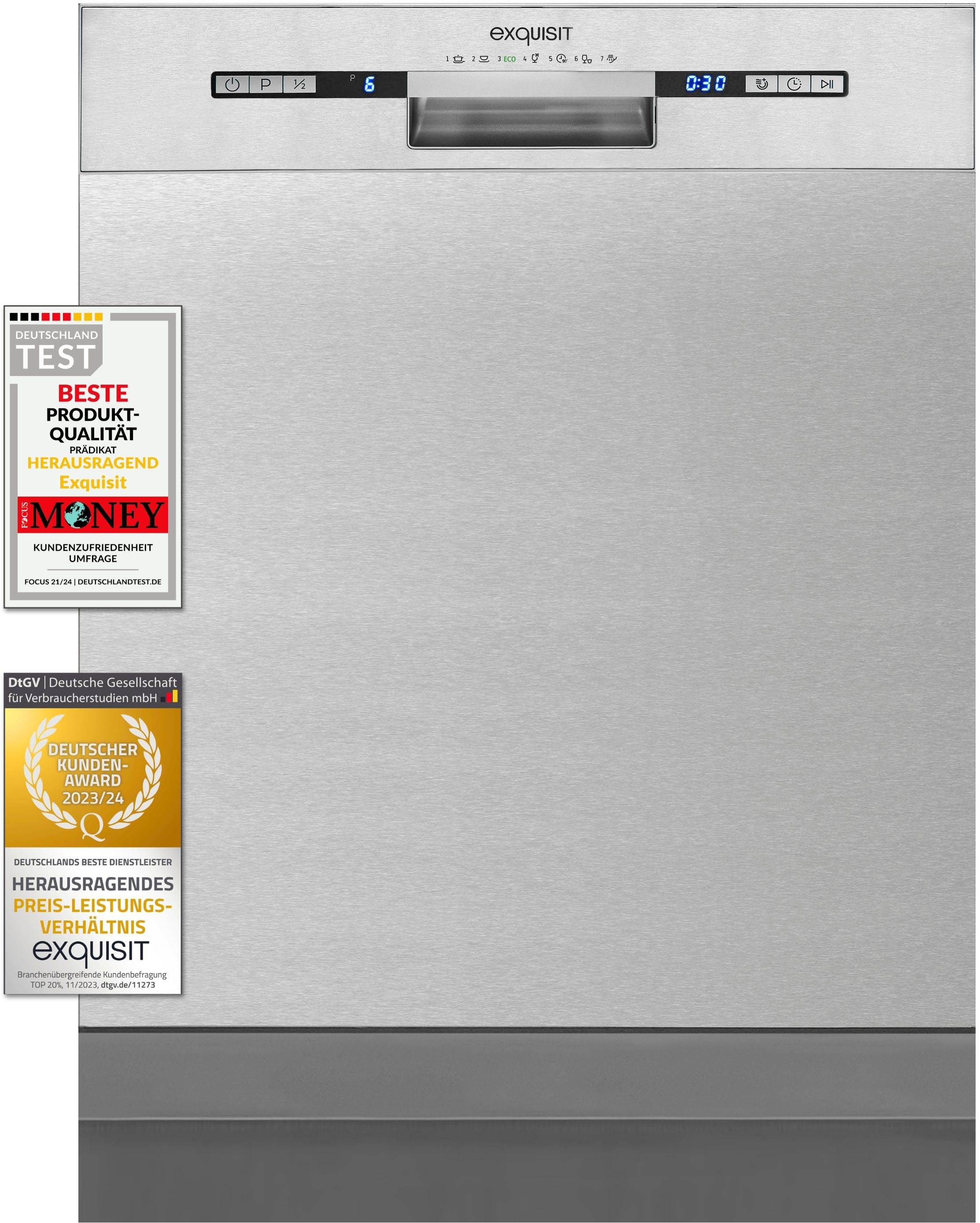 exquisit Unterbaugeschirrspüler »EGSP9313-EF-030E inox«, 13 Maßgedecke
