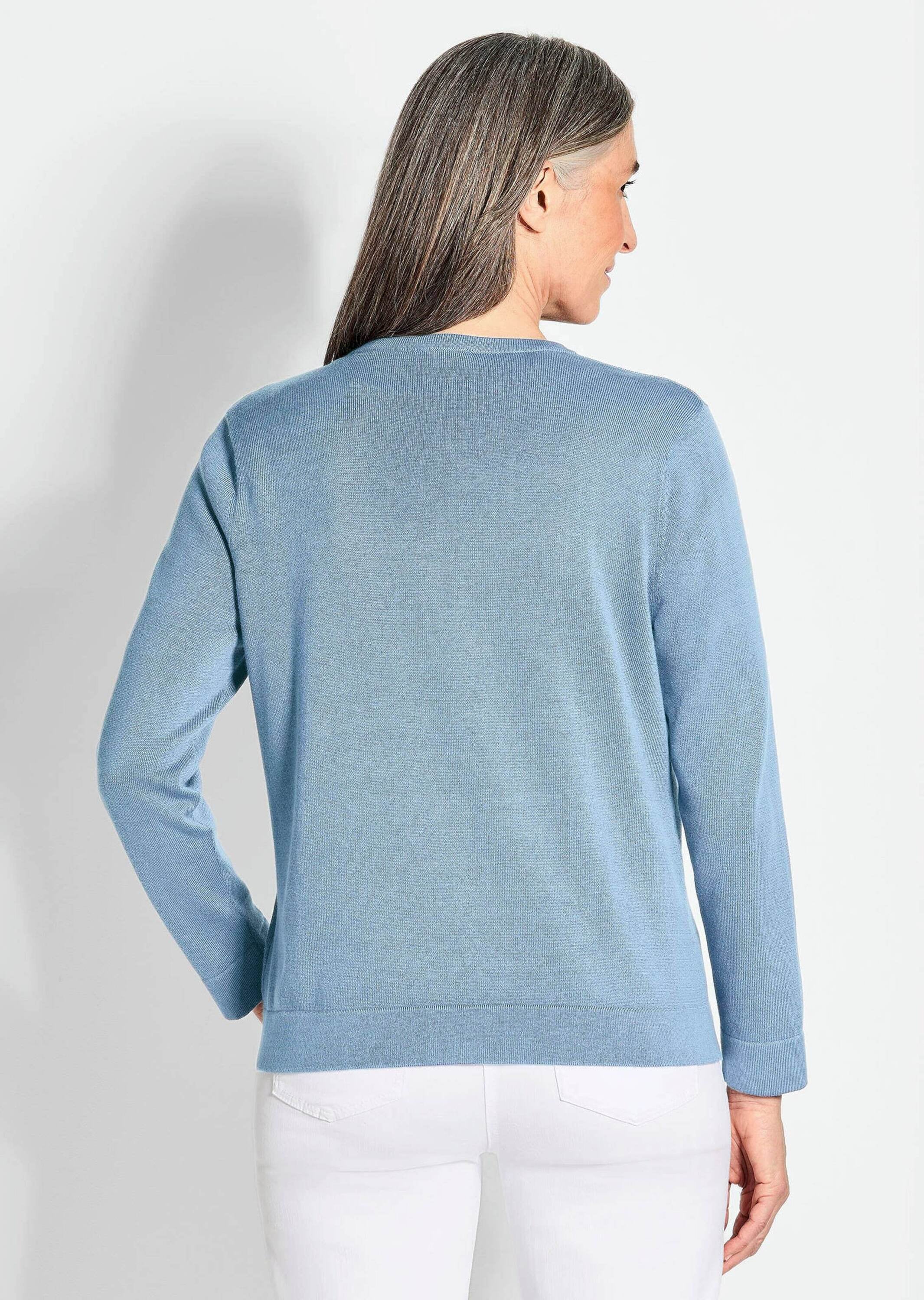 GOLDNER Strickpullover »Kurzgröße Figurnahes Twin-Set aus Pima-Baumwolle«