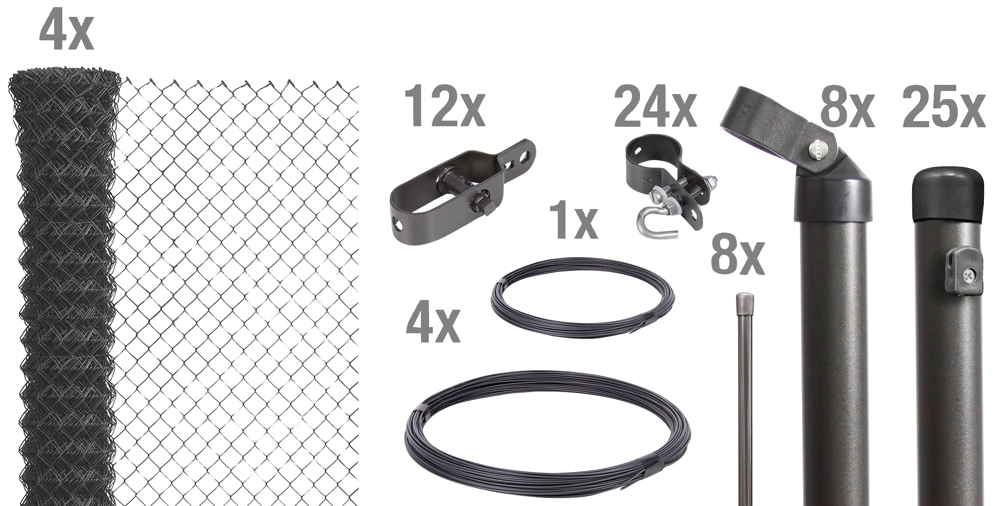 Alberts Maschendrahtzaun, (Set), 100 cm hoch, 60 m, anthrazit beschichtet, zum Einbetonieren
