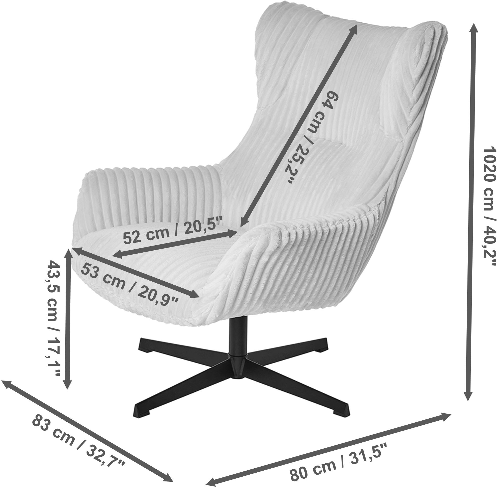 Jahnke Sessel »LOUNGE SNOOZE« Loungesessel, drehbar, dick gepolstert, Armlehnen, weicher Cordbezug