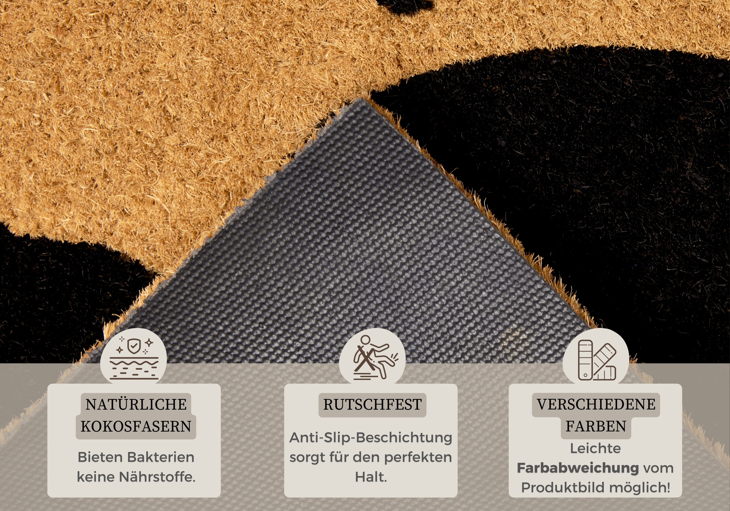 HANSE Home Fußmatte »Cat, Türmatte«, rechteckig, 15 mm Höhe, Kokos, Schmutzfangmatte, Outdoor, Rutschfest, Innen, Kokosmatte, Flur