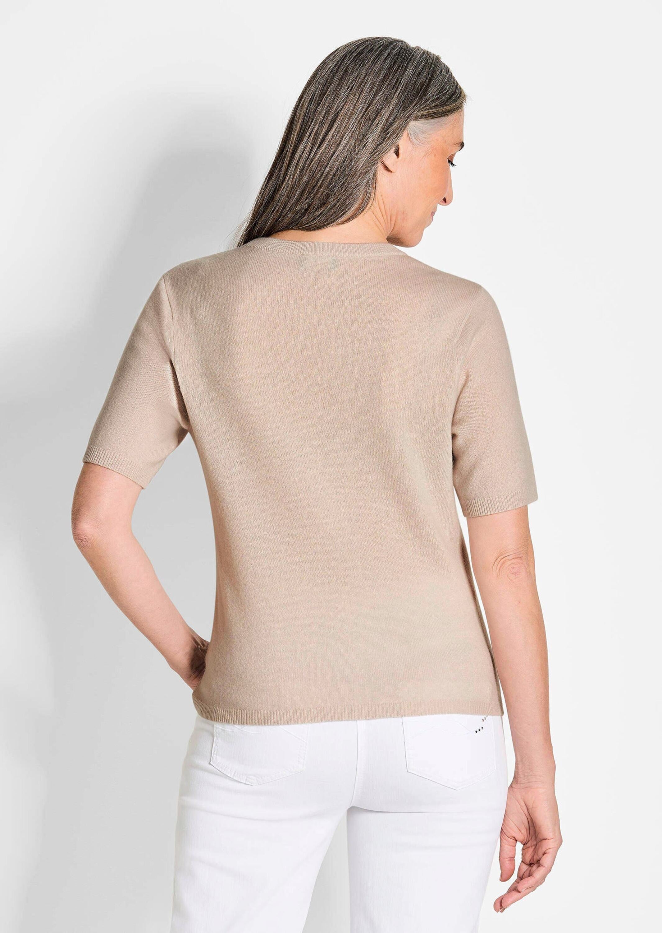 GOLDNER Kurzarmpullover »Halbarmpullover mit Rundhals aus Kaschmir«