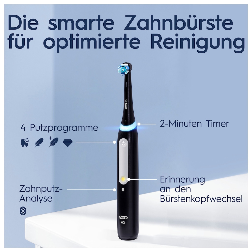 Oral-B Elektrische Zahnbürste »iO 4 Duopack«, 2 St. Aufsteckbürsten, mit Magnet-Technologie, 4 Putzmodi, Reiseetui