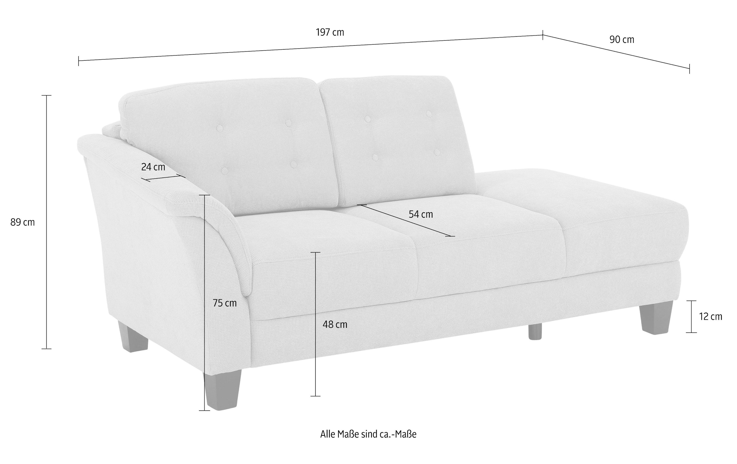Home affaire Recamiere »Trondheim« freistehend, mit Federkern, Knopfheftung im Rücken, Füße Buche