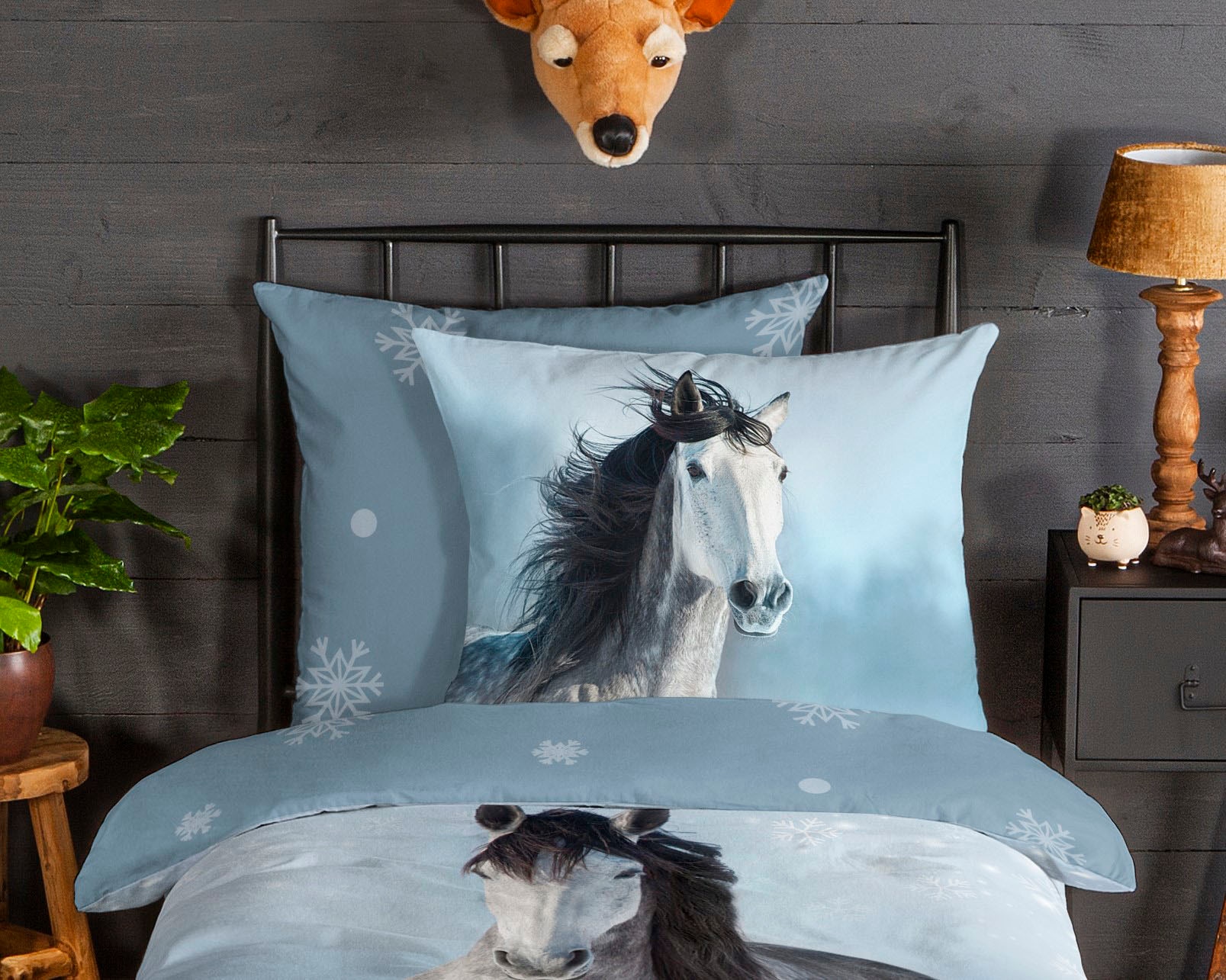 good morning Kinderbettwäsche »Dreamer«, Biber, 135x200, Winter, Warm, Reißverschluss, Wendeoptik, Kind, Pferd