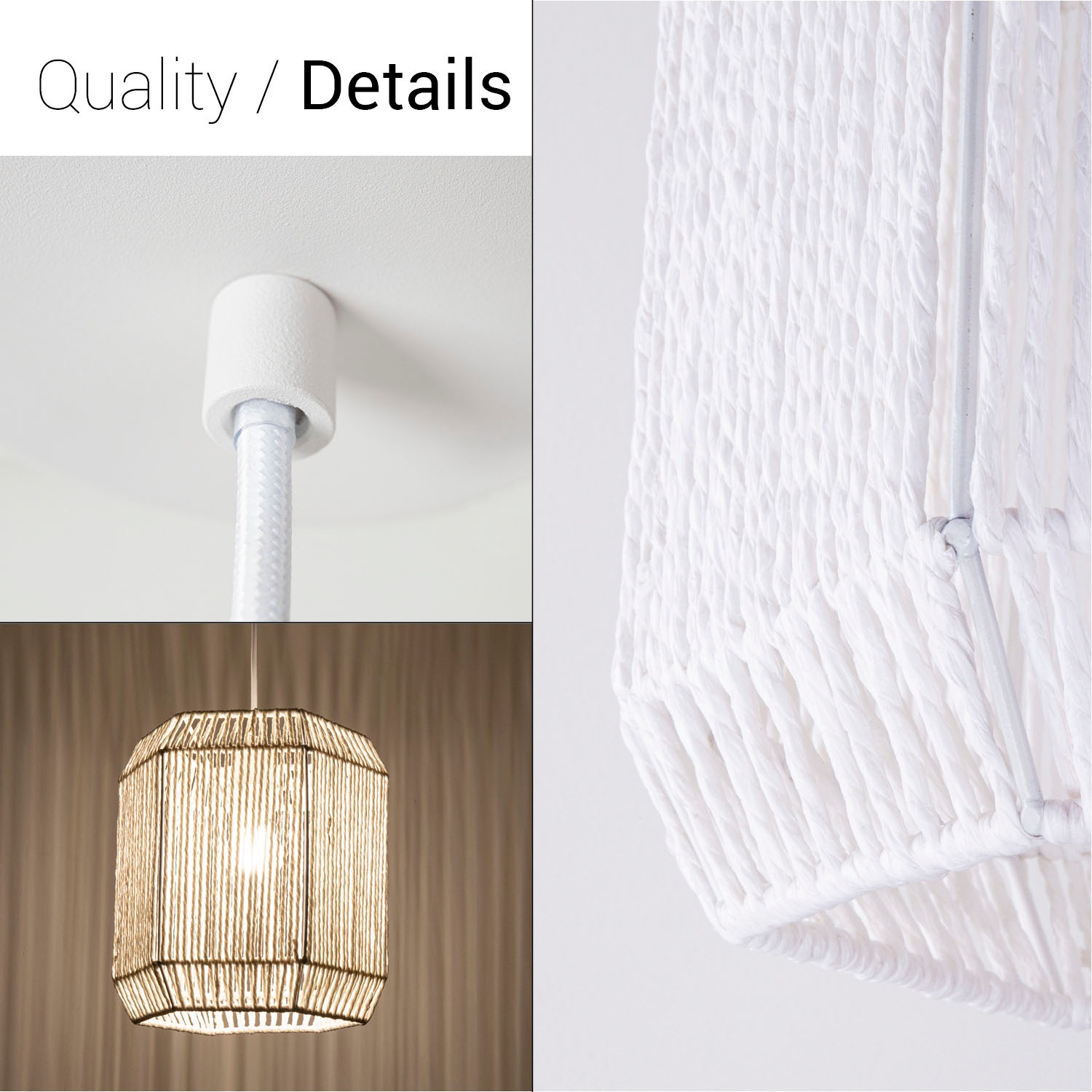 Paco Home Pendelleuchte »Hugo Pepe«, Leuchtmittel E27 | ohne Leuchtmittel, Wohnzimmer Esszimmer Rattan Optik Boho Schirm Papier Sechseckig