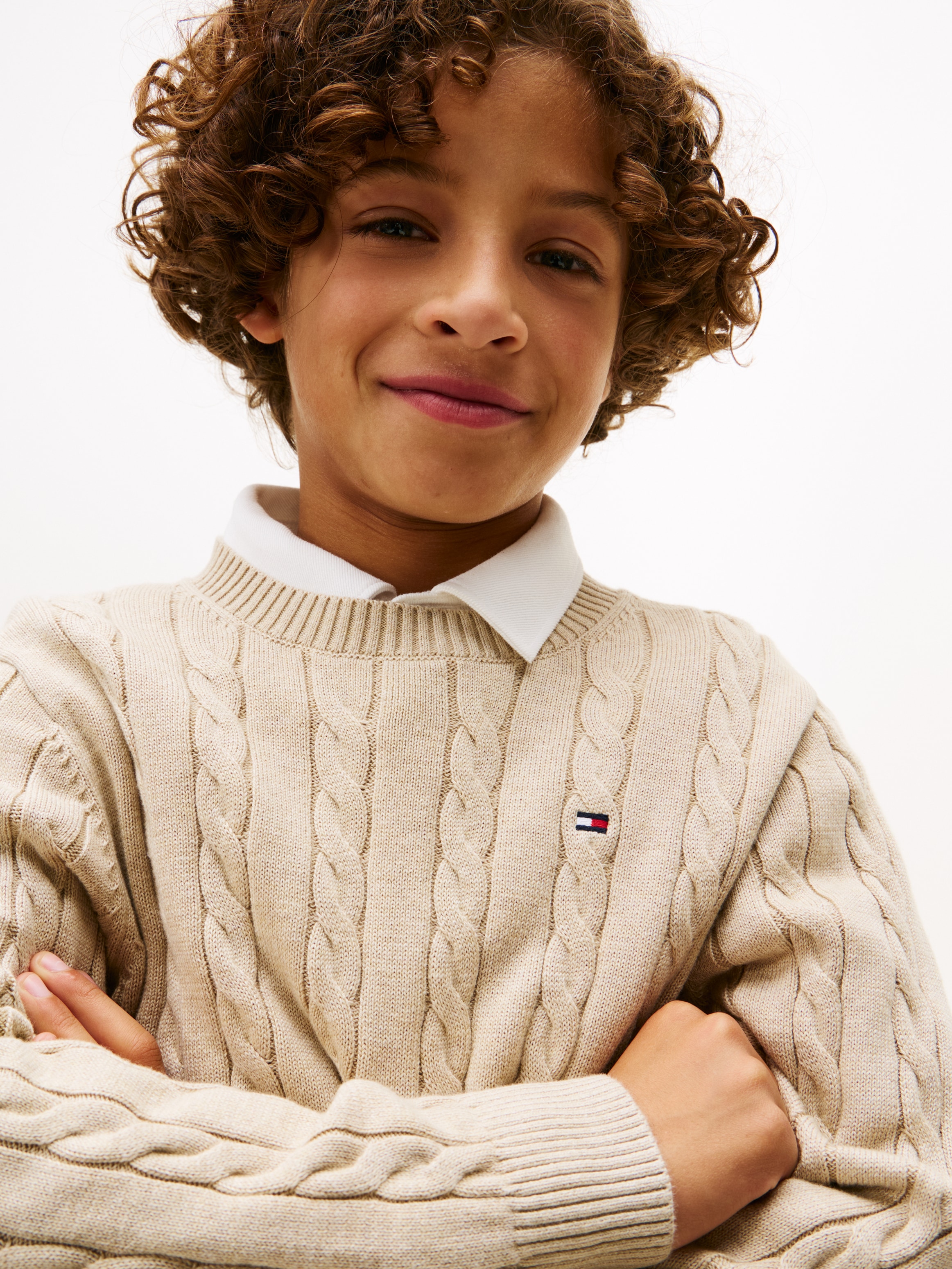 Tommy Hilfiger Strickpullover »COTTON CABLE SWEATER«, für Kinder bis 16 Jahre, mit Zopfmuster