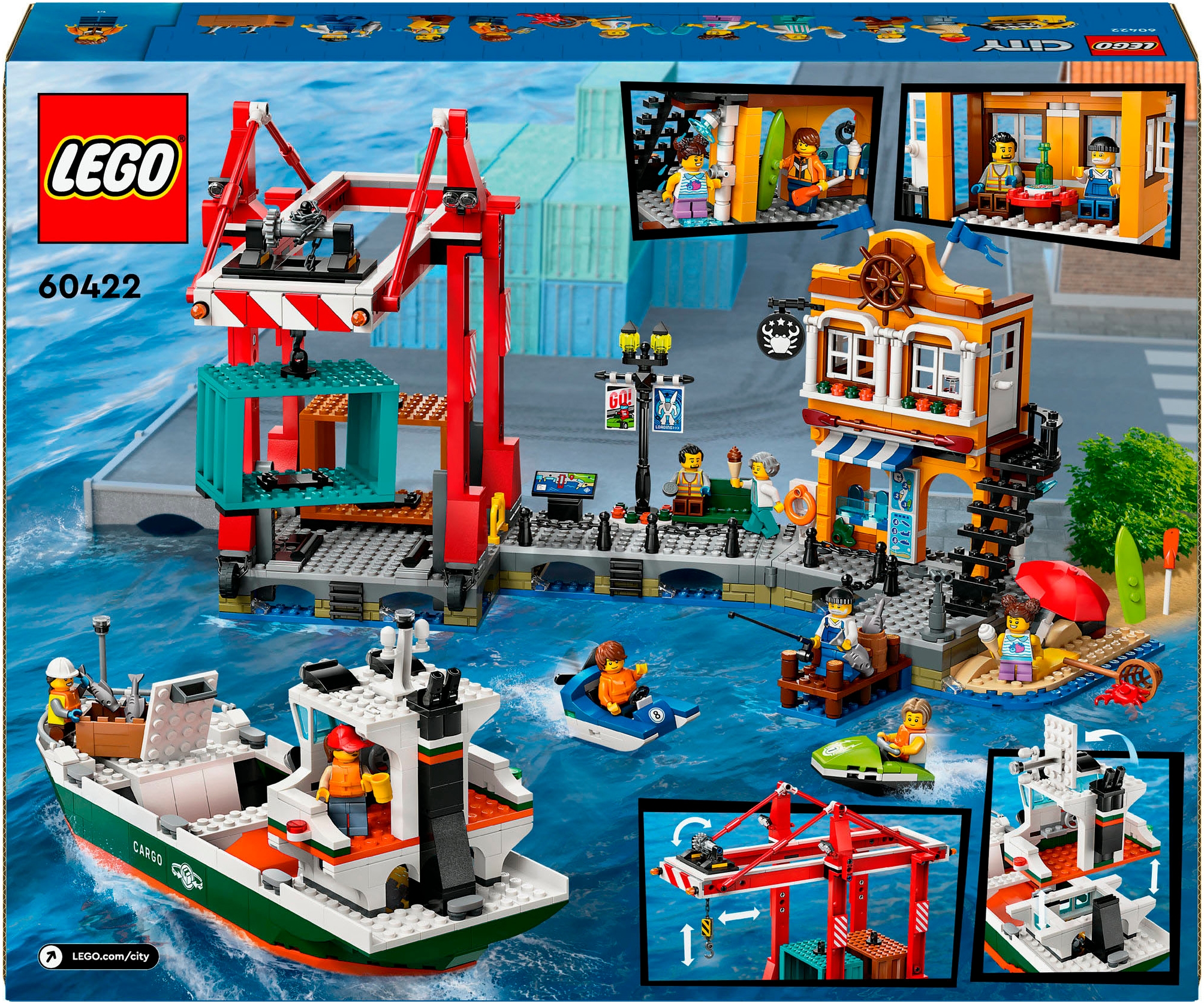 LEGO® Konstruktionsspielsteine »Hafen mit Frachtschiff (60422), LEGO City«, (1226 St.), Made in Europe