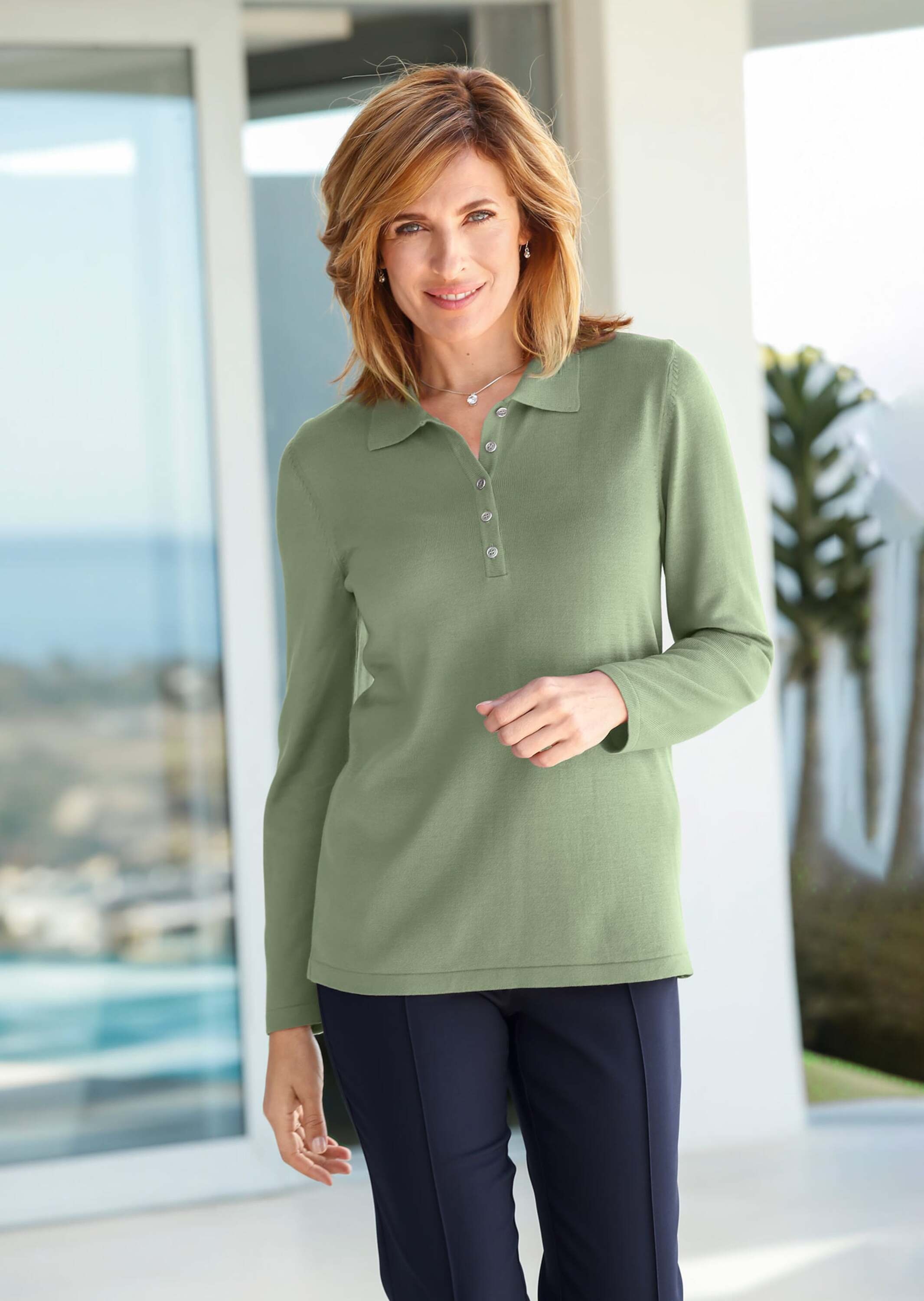 GOLDNER Strickpullover »Glattstrickpullover mit Hemdkragen« Vielseitig kombinierbar