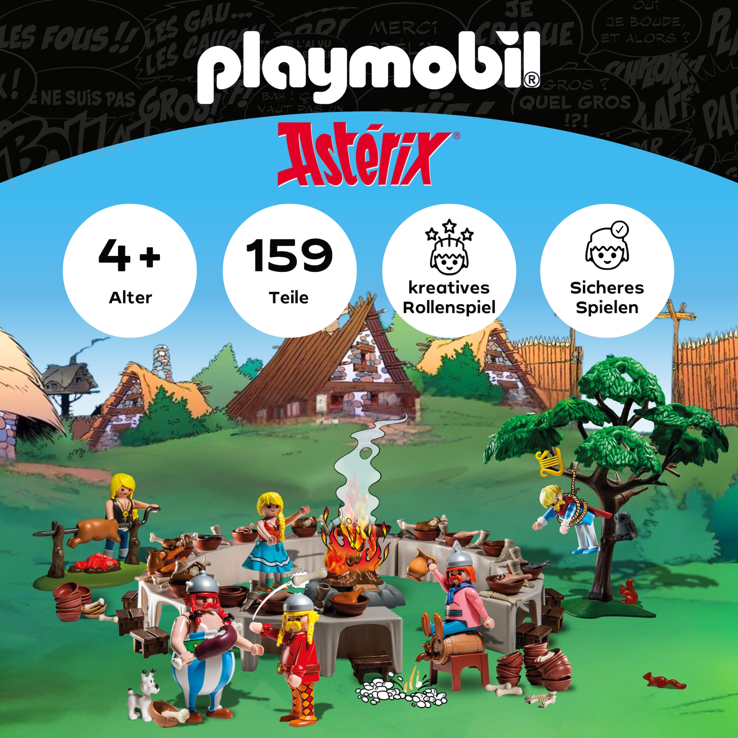 Playmobil® Konstruktions-Spielset »Asterix: Das Dorfbankett (71827), Playmobil Asterix«, (159 St.), Made in Europe