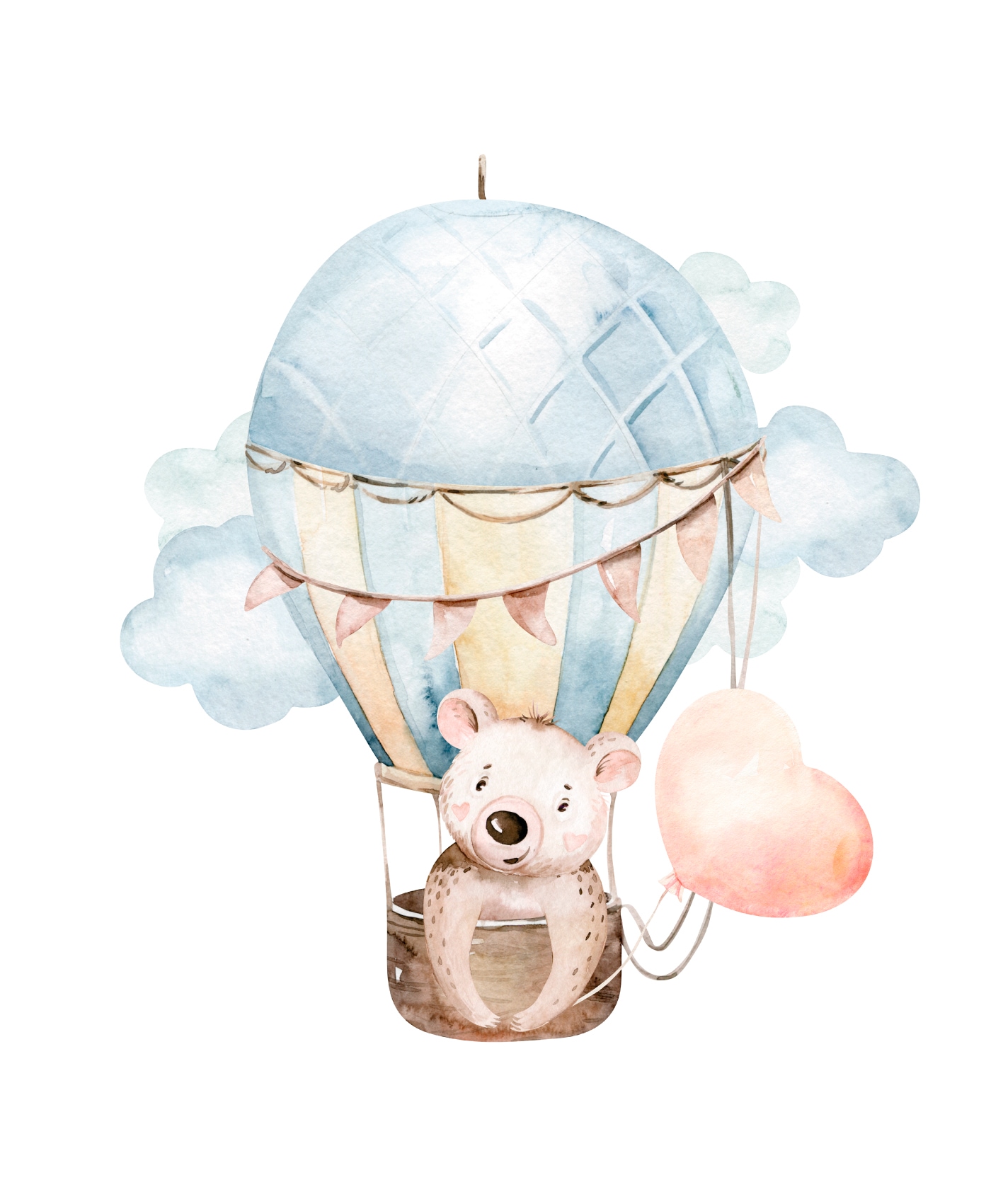 Lüttenhütt Bild mit Rahmen »oder Poster, Koala mit Herz im Heißluftballon«, Ballonfahren-Bär-Fantasy-Heißluftballon-Koala-Tiere, (1 St.), HD Premium Druck