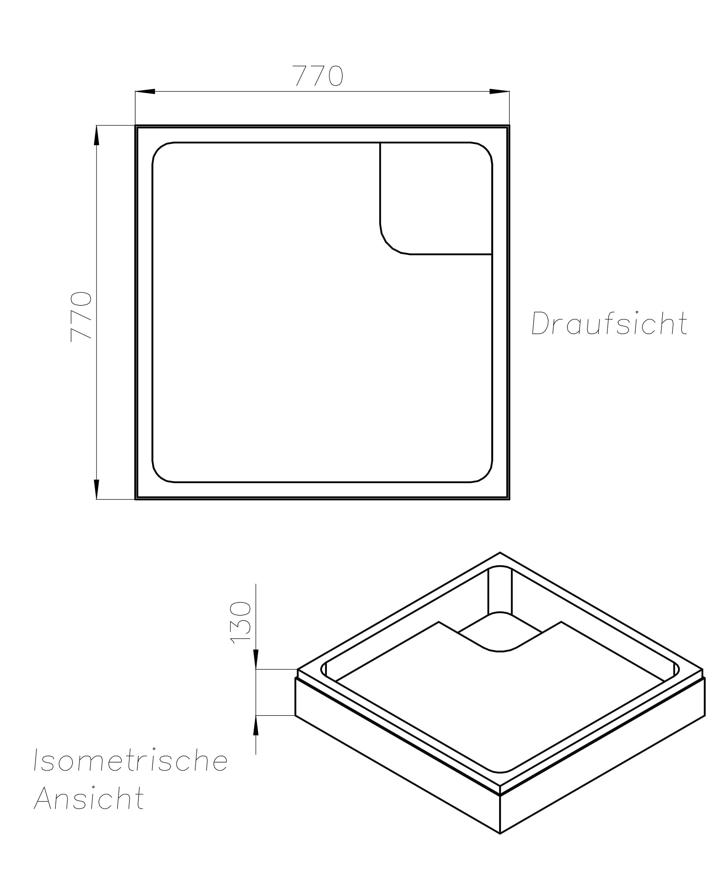 OTTOFOND Duschwanne Set,  80x80x3 cm, mit Wannenträger, Ablaufgarnitur und Fugendichtband