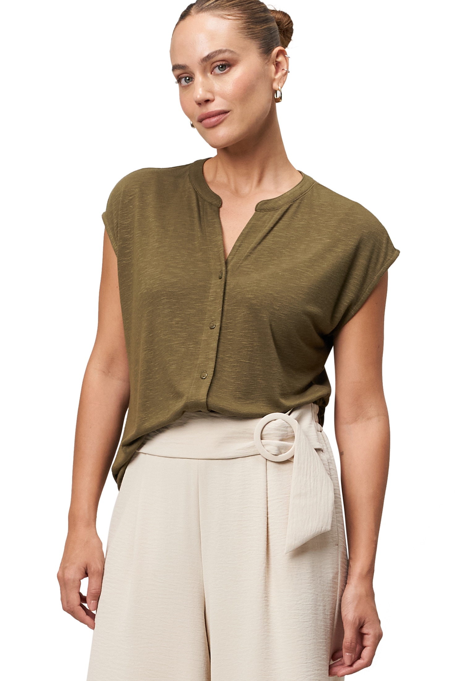Zero Shirttop »Shirt mit Knopfleiste«