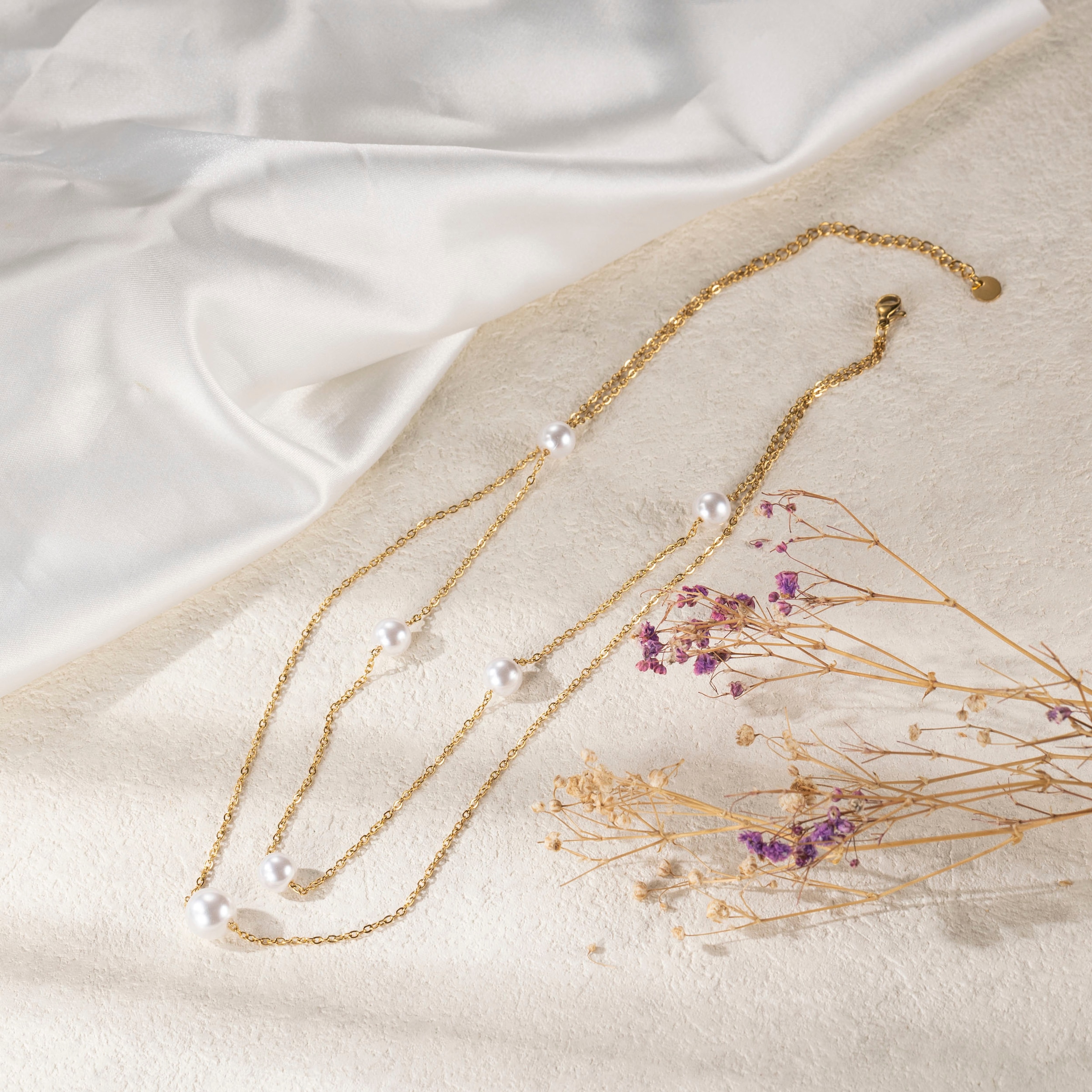 Firetti Kette mit Anhänger »Schmuck Geschenk Edelstahl Halsschmuck Halskette Layer doppelreihig«, mit Perle (synth.)