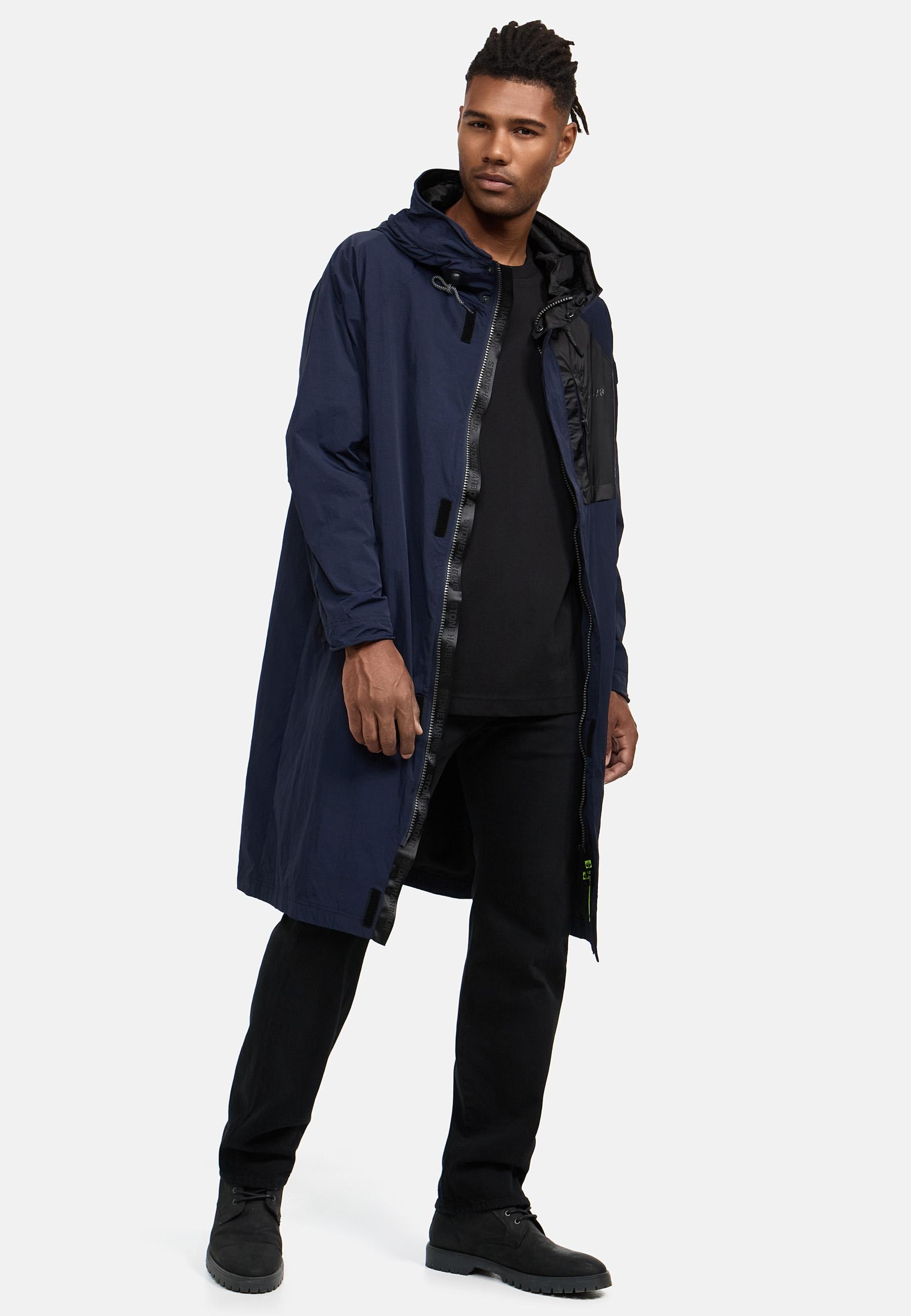 Stone Harbour Regenmantel »Regenmantel Zafaar«, Lange Herren Regenjacke mit Kapuze