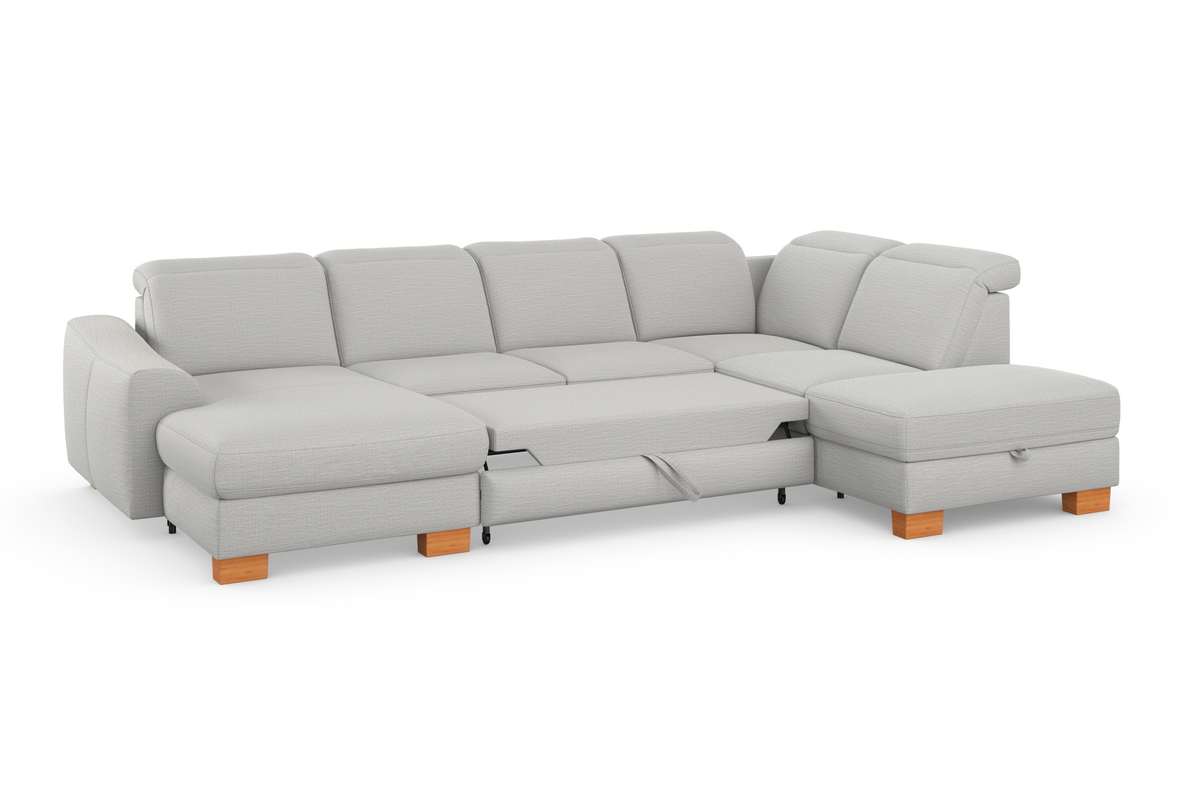 sit&more Wohnlandschaft »Dundee U-Form«, mit Federkern und Massivholzfüßen, wahlweise mit Kopfteilverstellung