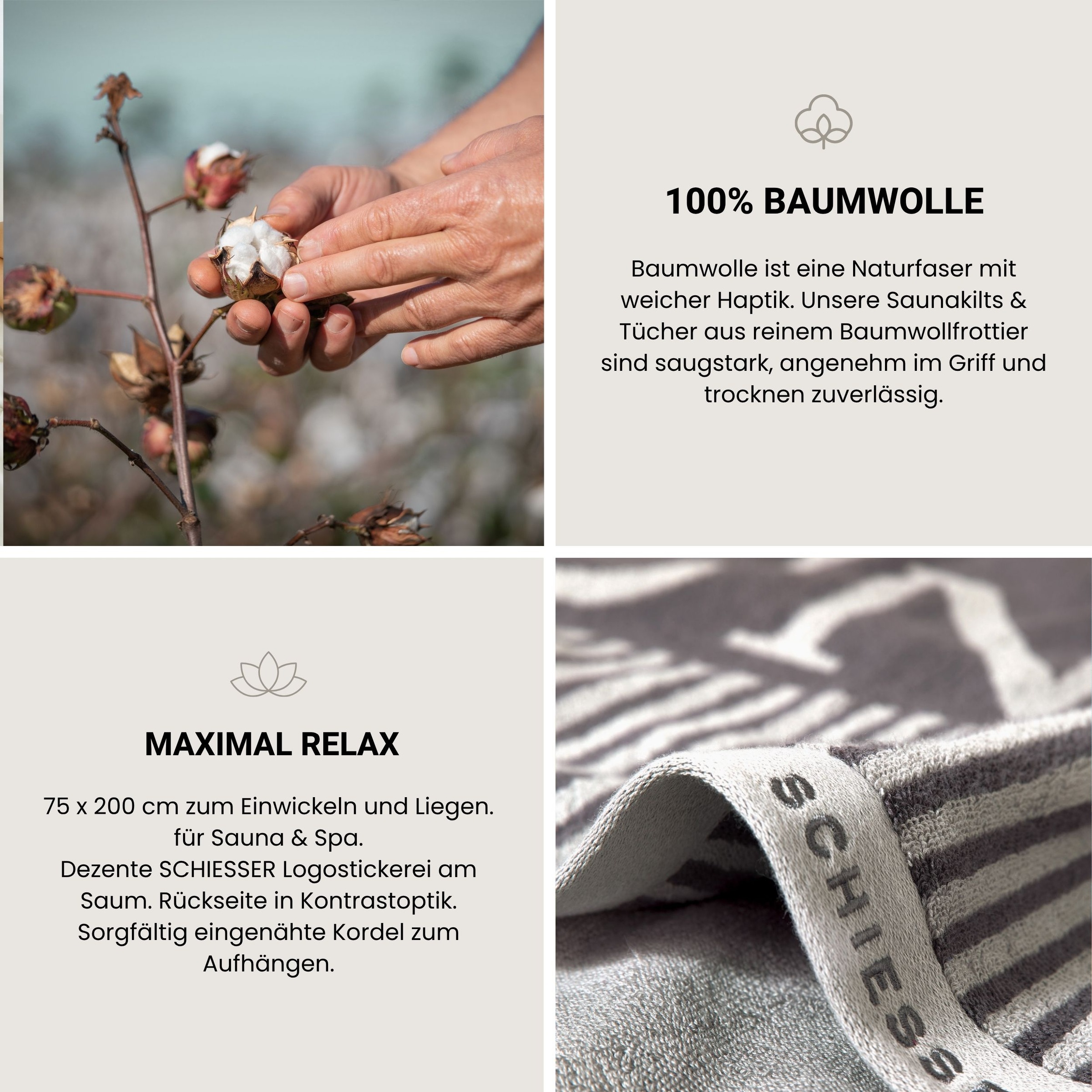 Schiesser Saunatuch »Rom aus garngefärbtem, kuschelweichem Baumwollfrottier« OEKO-TEX® MADE IN GREEN