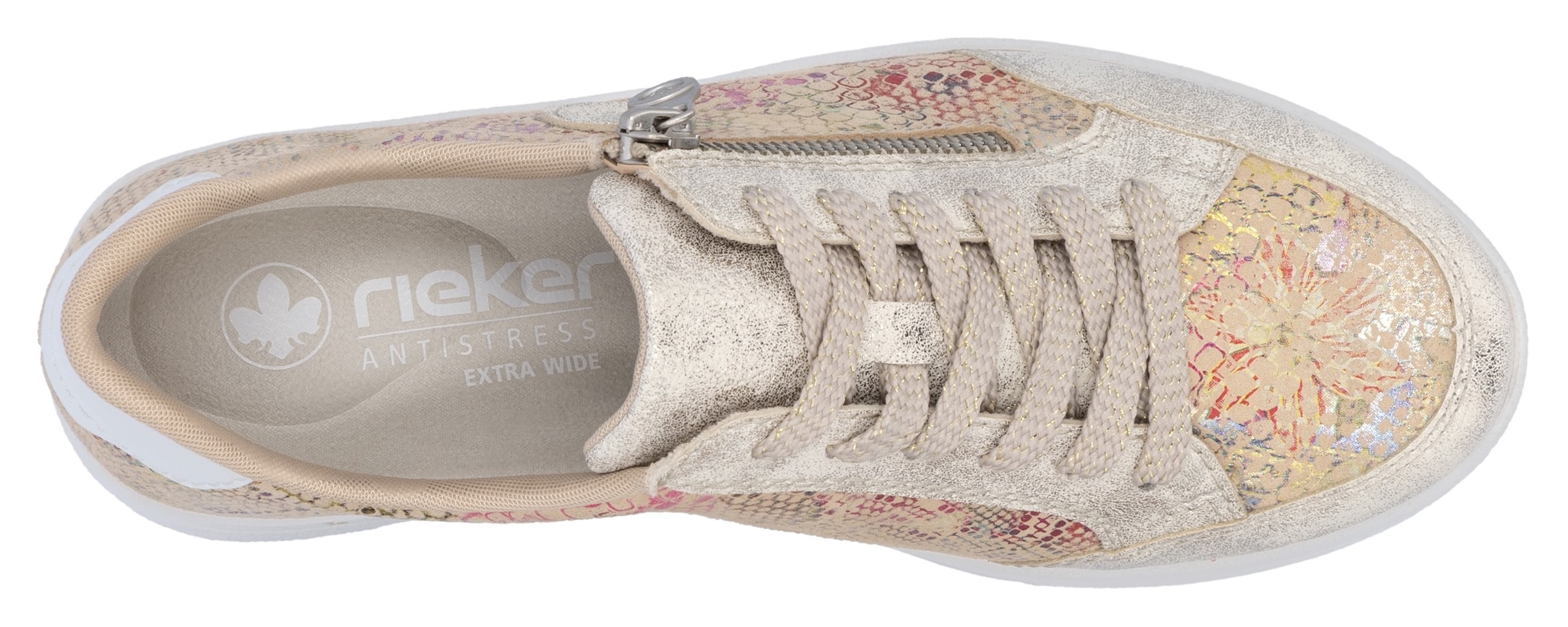Rieker Plateausneaker, Freizeitschuh, Schnürschuh, Halbschuh mit dezentem Goldschimmer