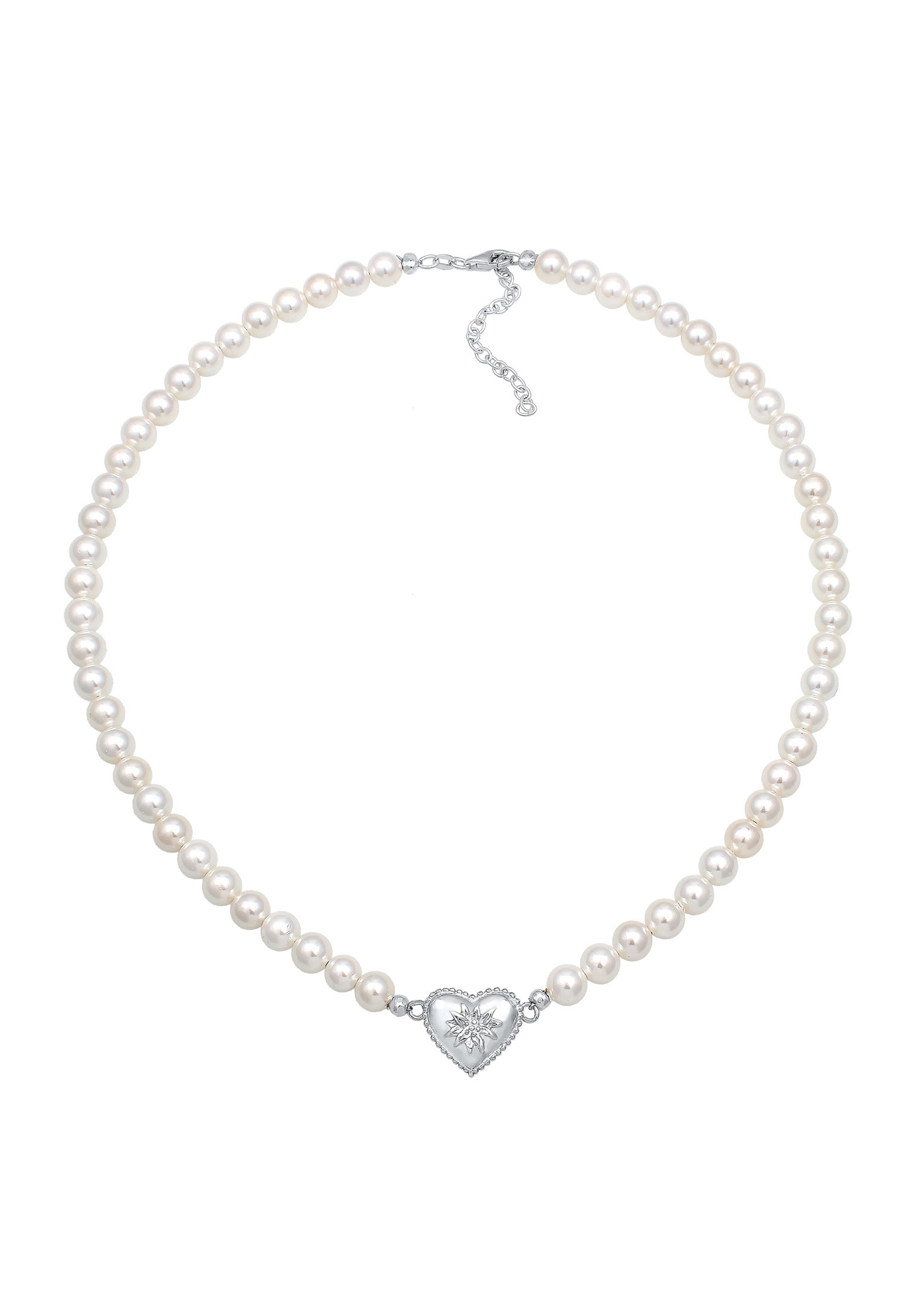 Elli Silberkette »Halskette Elli Halskette Choker Perle Herz Edelweiss 925 Silber«