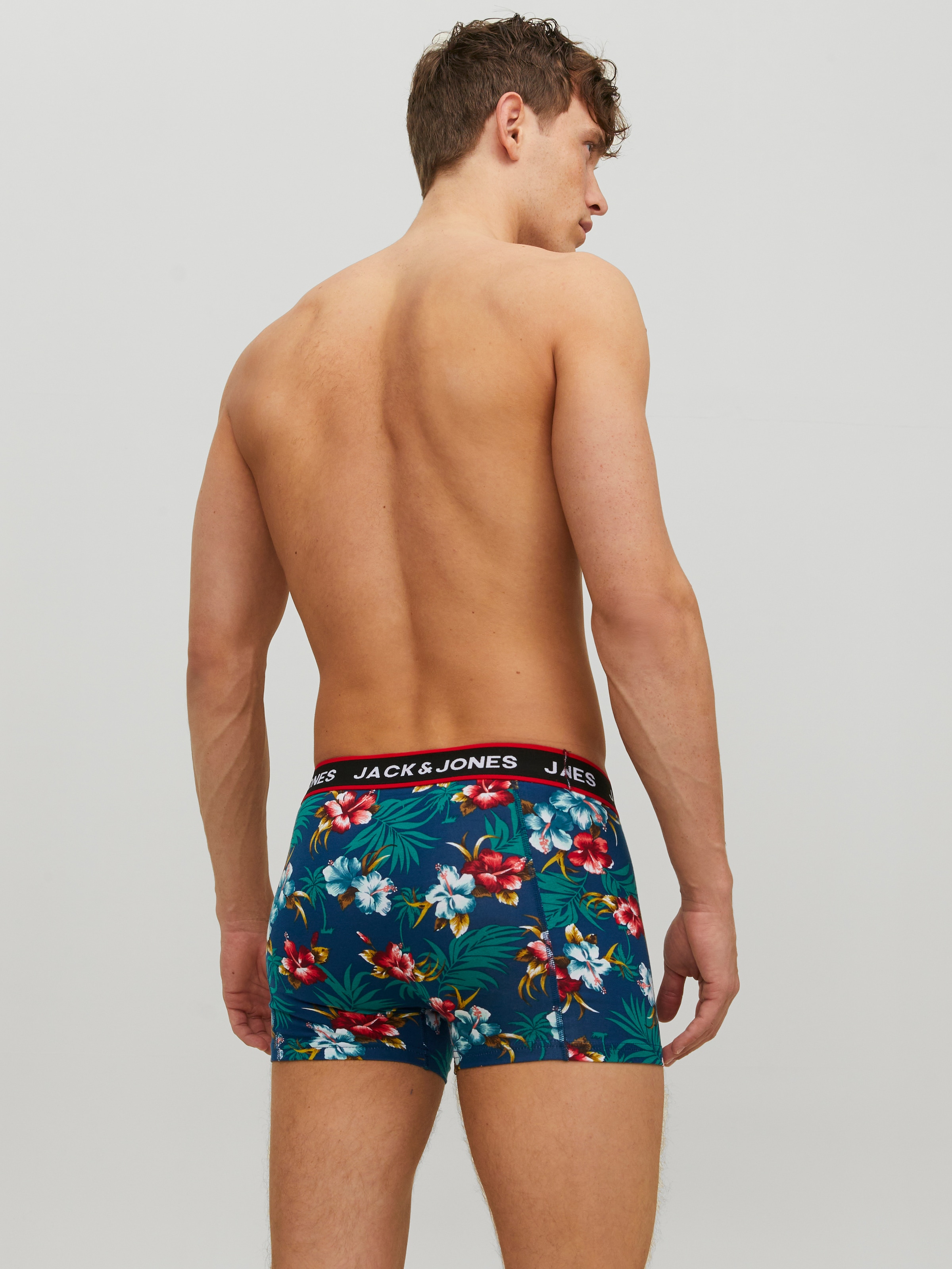 Jack & Jones Trunk »JACFLOWER mit Blumenprint und elastischem Bund« Packung, 3 Stk. bedruckt, modisch, eng anliegend, Baumwollmischung, Bündchen