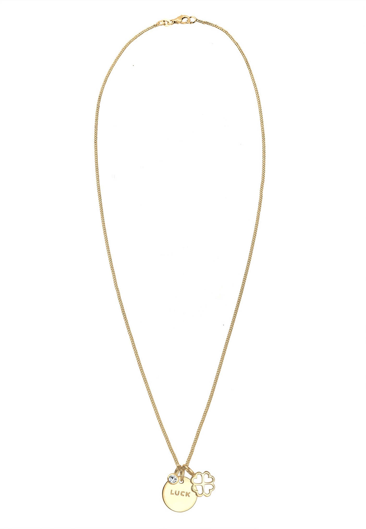 Elli Silberkette »Halskette Kleeblatt Weiß 925 Sterling Silber vergoldet, mit Kristallen von Swarovski®«