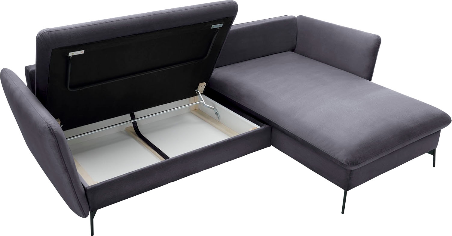 andas Ecksofa »LIVORNO,258 cm, L-Form,«, Schlaffunktion u. Bettkasten (139/224cm), Samt, Struktur, Webstoff