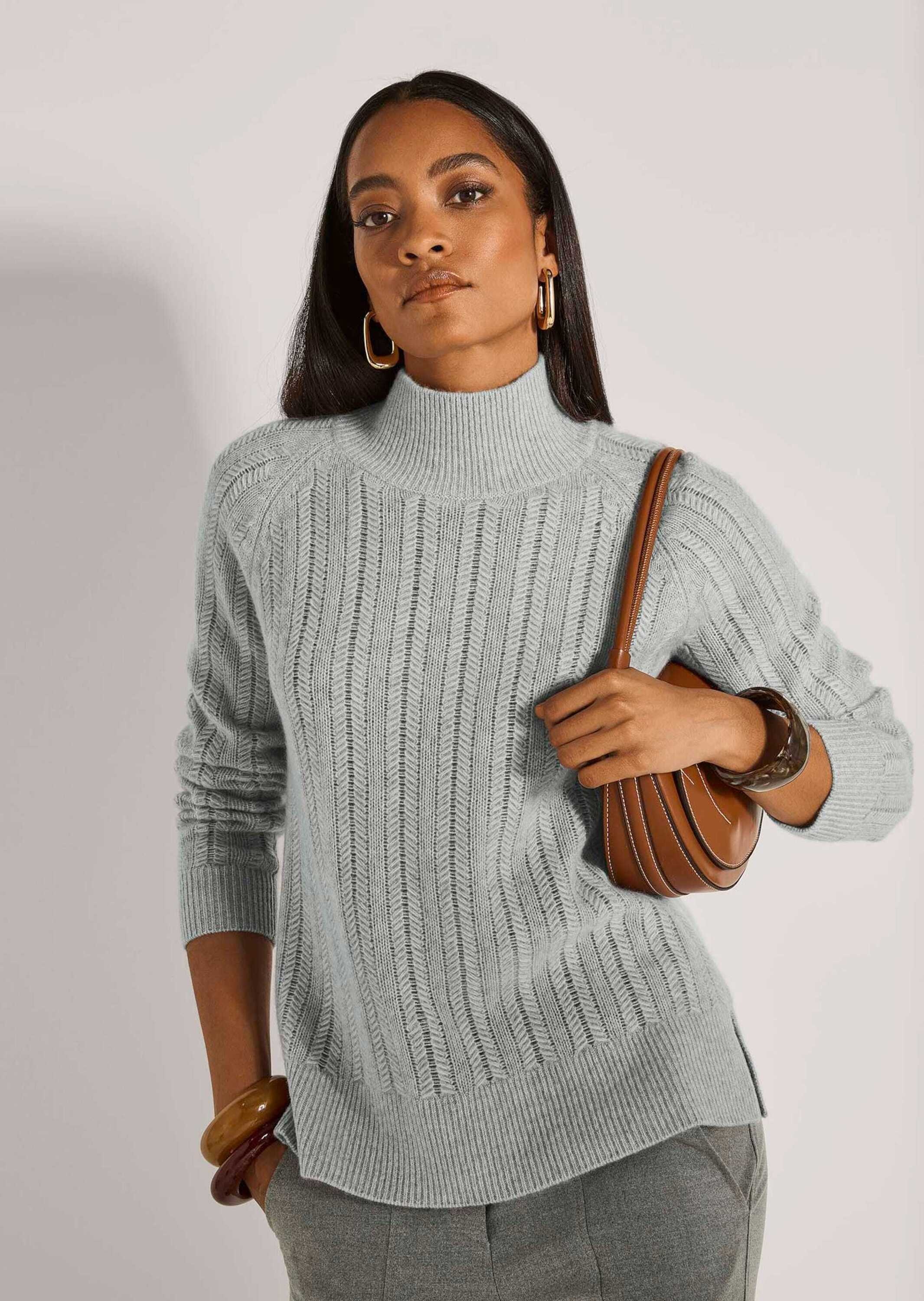 MADELEINE Longpullover »Kaschmirpullover Eleganter Strickpullover mit Zopf- und Ajour-Muster« Reines Kaschmir