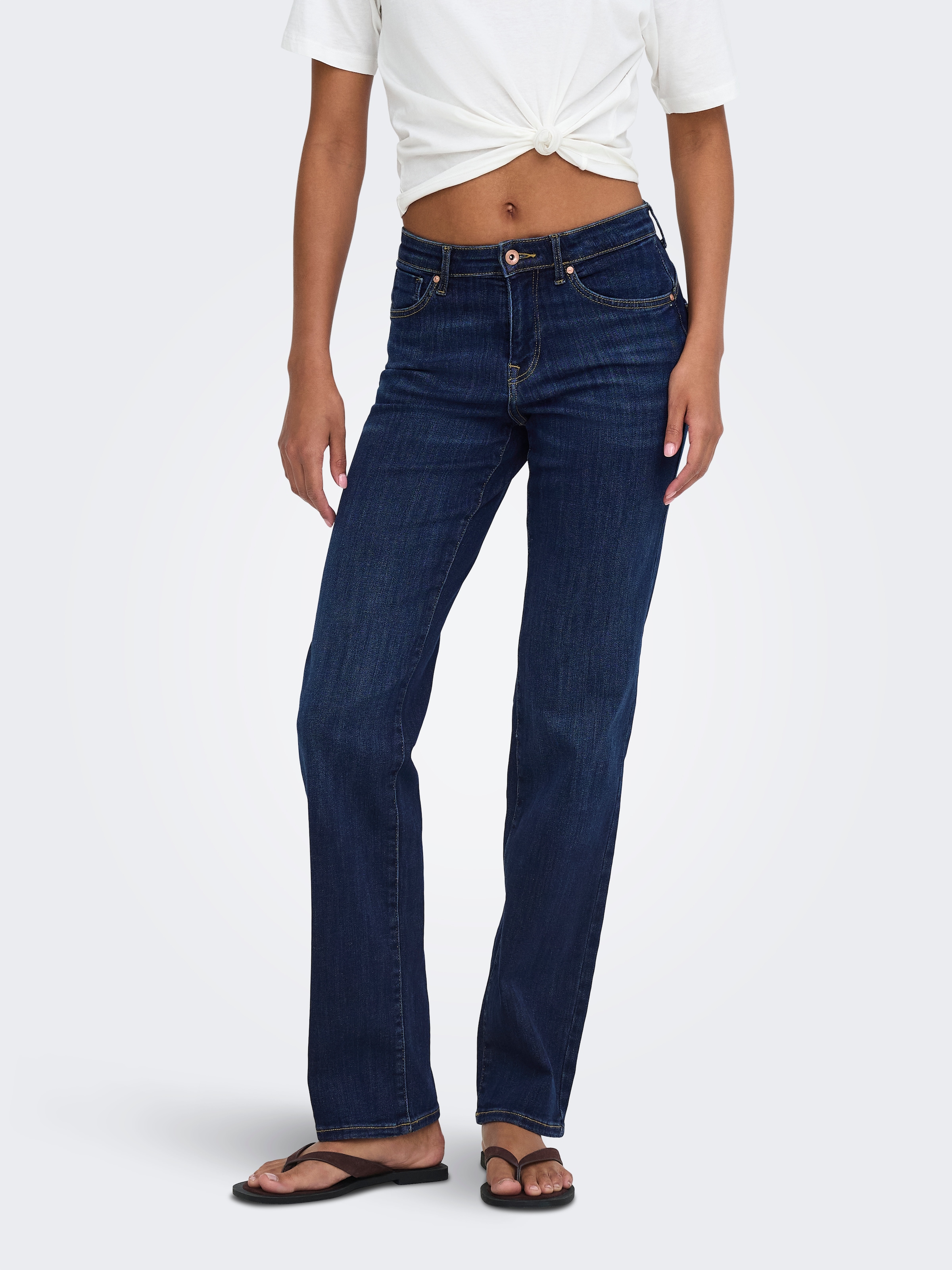 ONLY Slim-fit-Jeans »ONLPOWER MW PUSH UP SLIM STRAIGHT DNM« Baumwollmischung, mid waist, slim fit