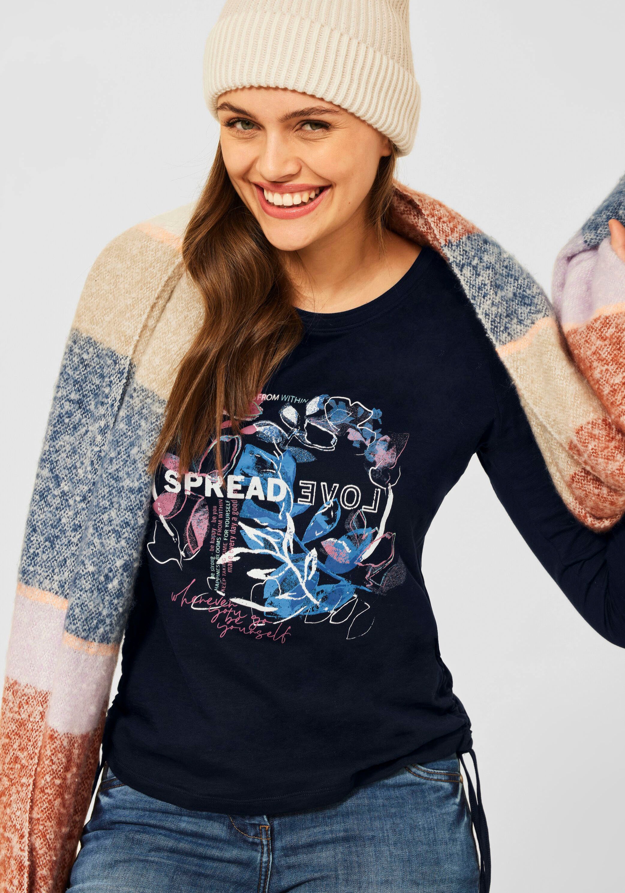 Cecil Print-Shirt, mit seitlichen Tunnelzugbändern