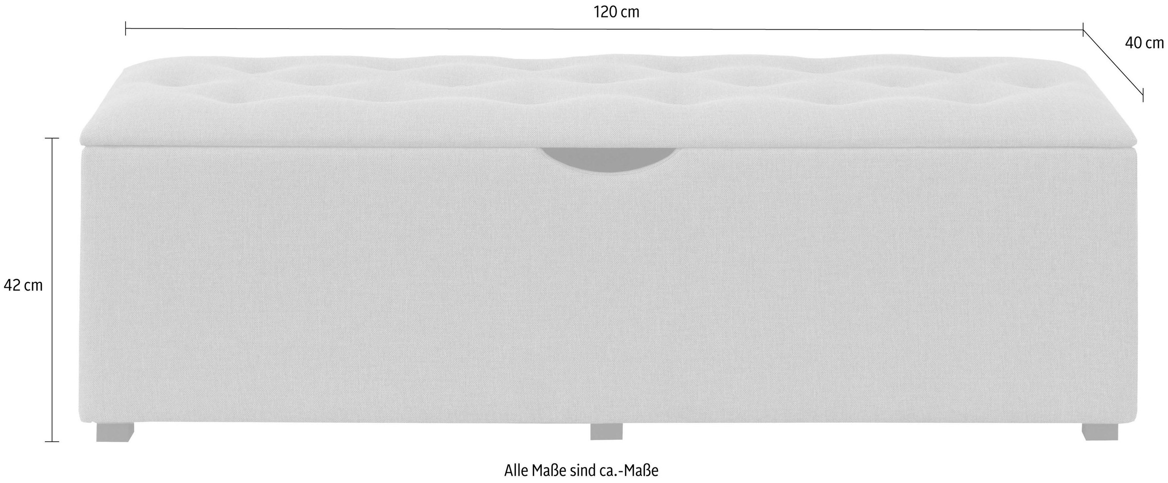 Places of Style Hockerbank »Knobbed«, Hockerbank mit Stauraum, Breite 120 cm und 160 cm
