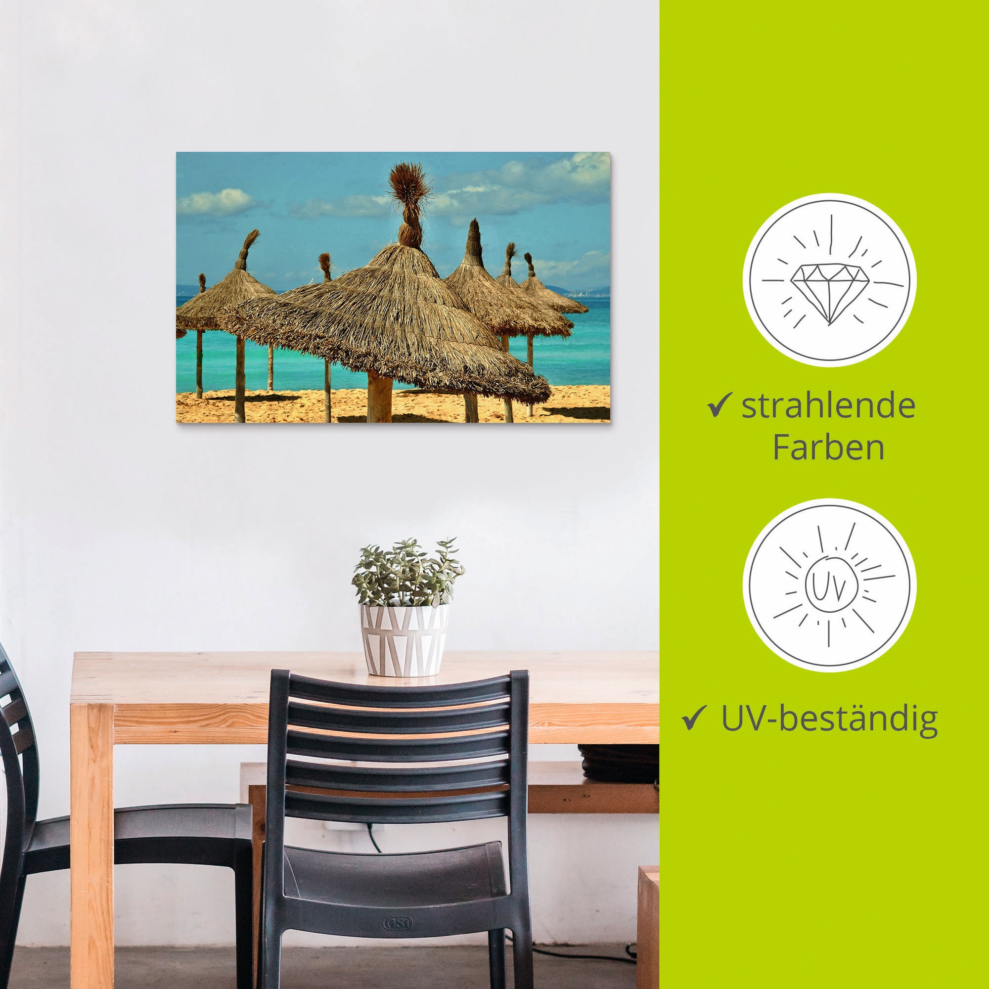 Artland Wandbild »Sonnenschirme am Sytrand von Arenal«, Strandbilder, (1 St.), als Alubild, Leinwandbild, Wandaufkleber oder Poster in versch. Größen