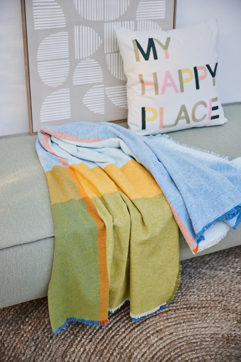 Biederlack Plaid »Plaid Summer« sommerliches Plaid mit Fransen