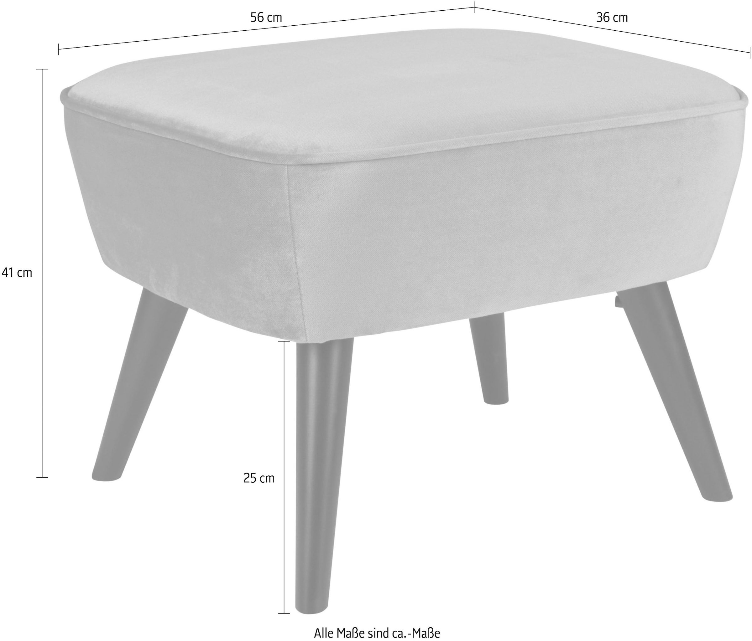 WOOOD Hocker »Sara«, mit Samtstoff gepolstert, rechteckige Form, H 41 cm x B 56 cm