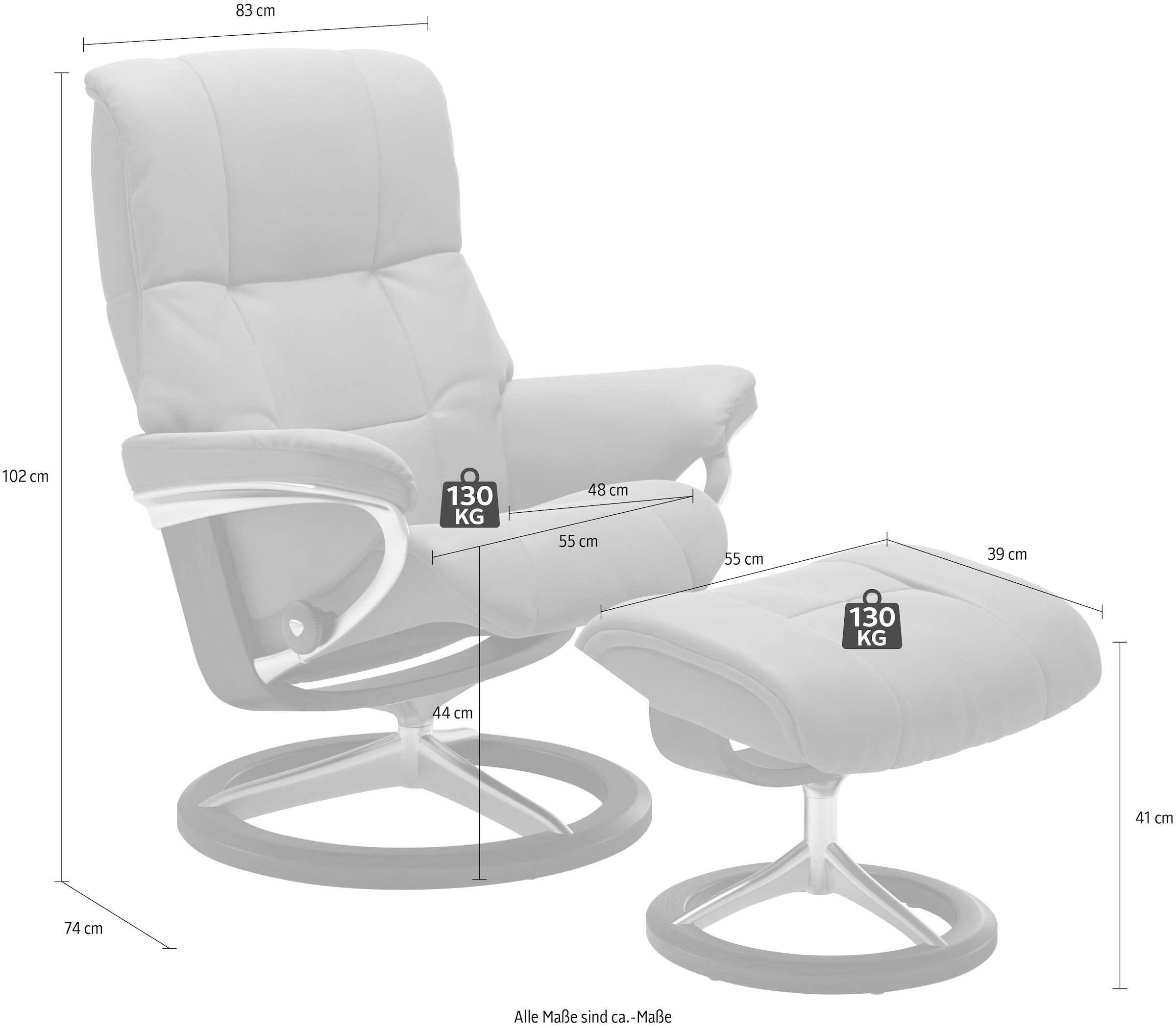 Stressless® Relaxsessel »Mayfair« Set, Relaxsessel mit Hocker,  mit Hocker, mit Signature Base, Größe S, M & L, Gestell Braun