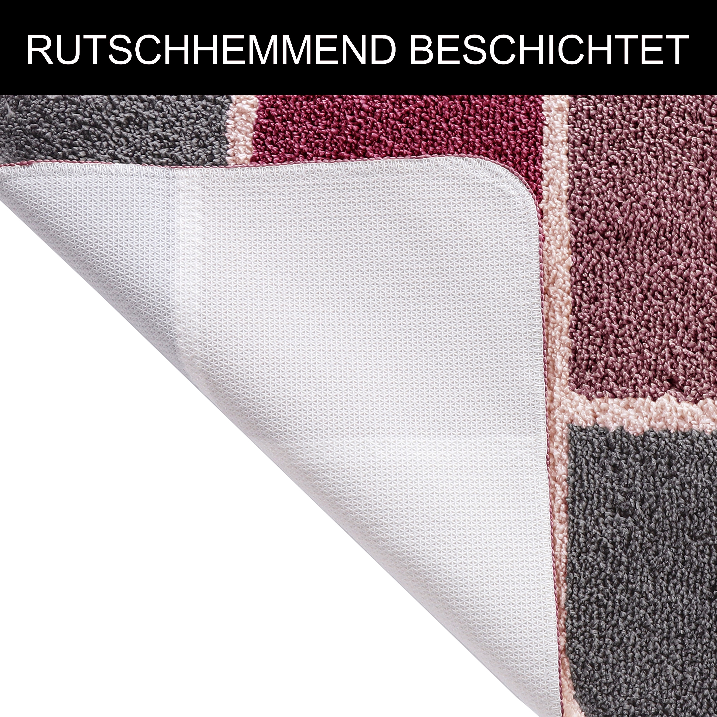 my home Badematte »Anna mit Kachelmuster, Badvorleger, Badezimmer Teppich, Duschvorleger« Höhe 20 mm rutschhemmend beschichtet strapazierfähig Badteppich, Hoch-Tief Effekt, Modern, Weich