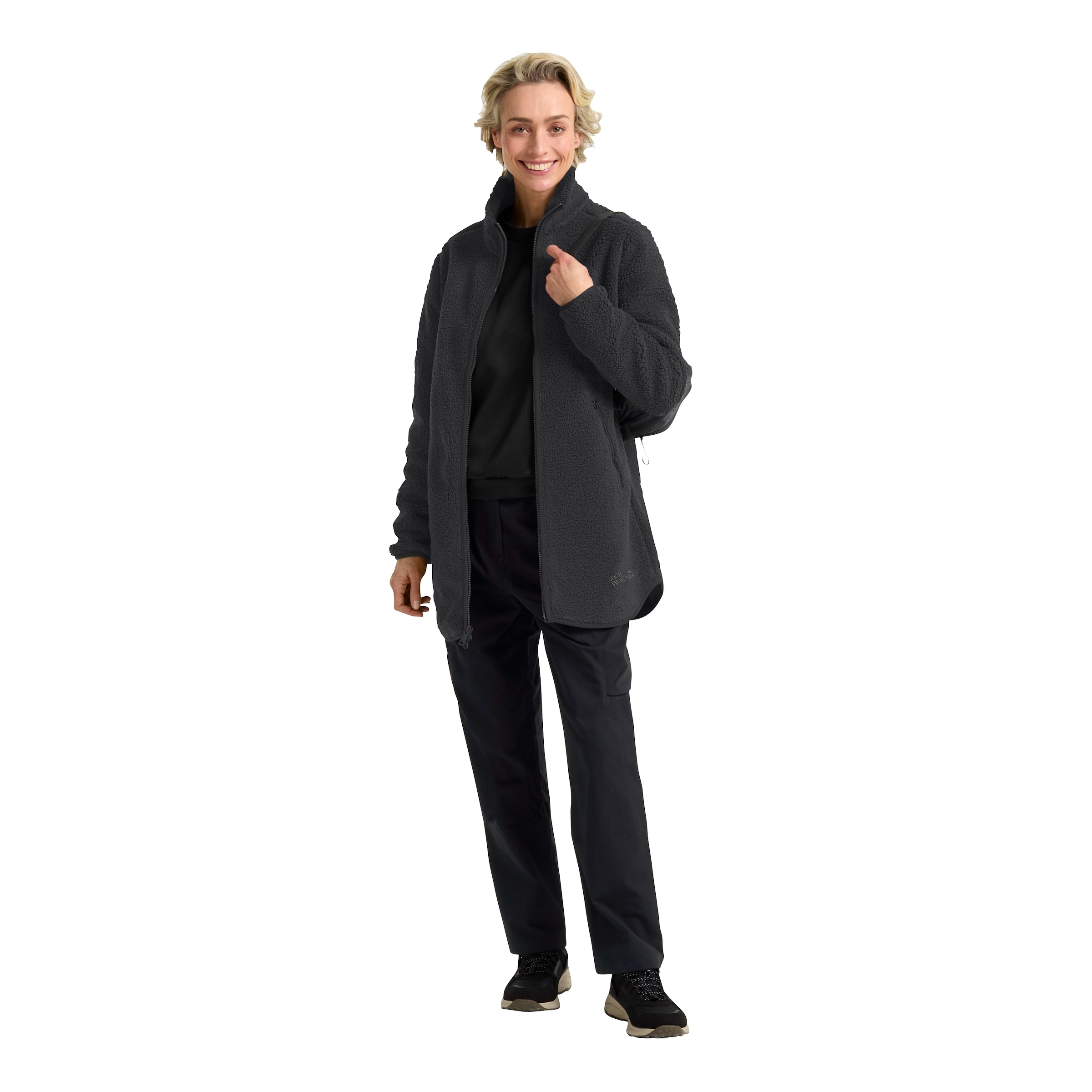 Jack Wolfskin Funktionsmantel »Sherpafleecemantel HIGH CURL COAT W«, Wärmend, winddicht, Übergangsjacke