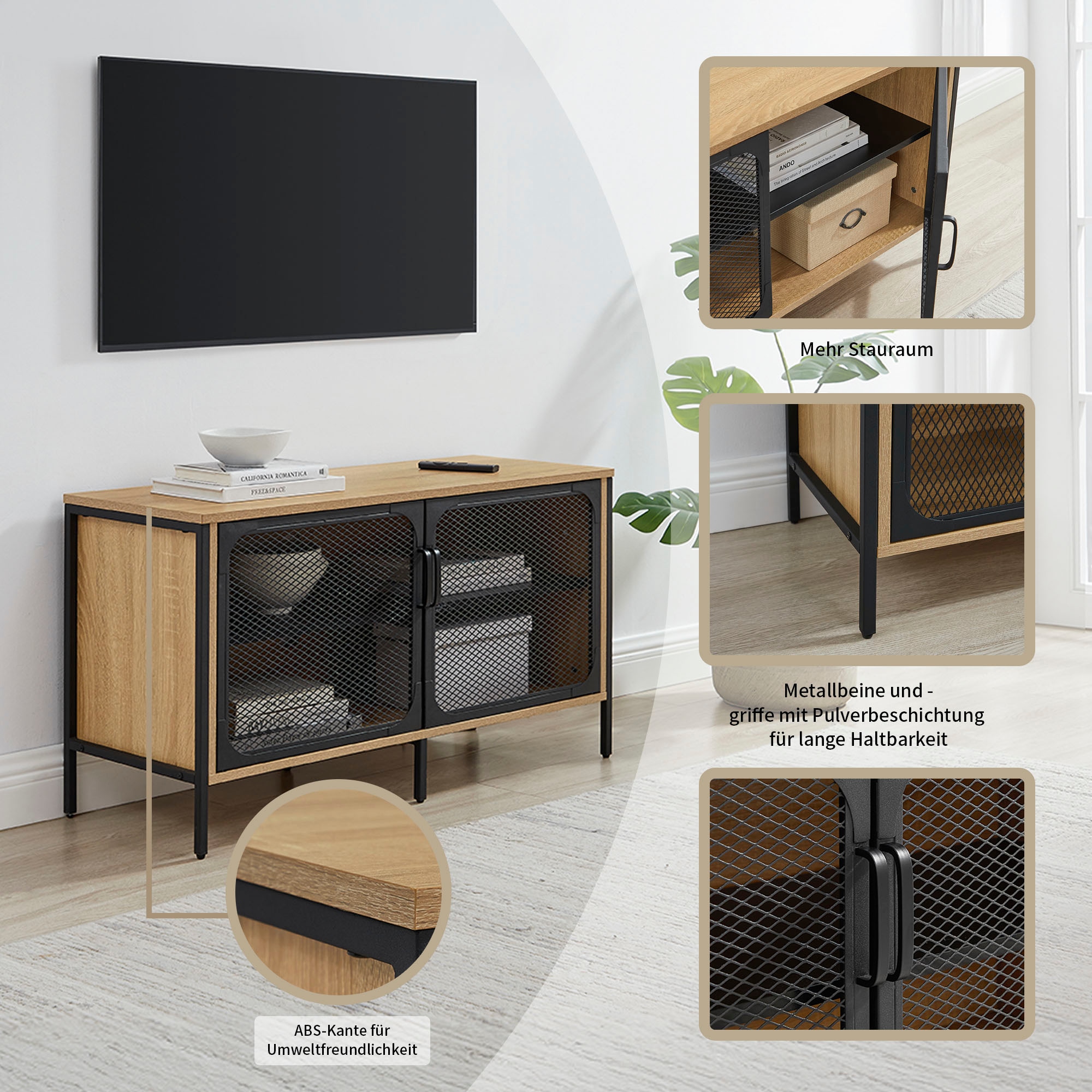 OTTO home TV-Board »Amance« mit natürlichen ABS-Kanten und langlebigem Metallgestell