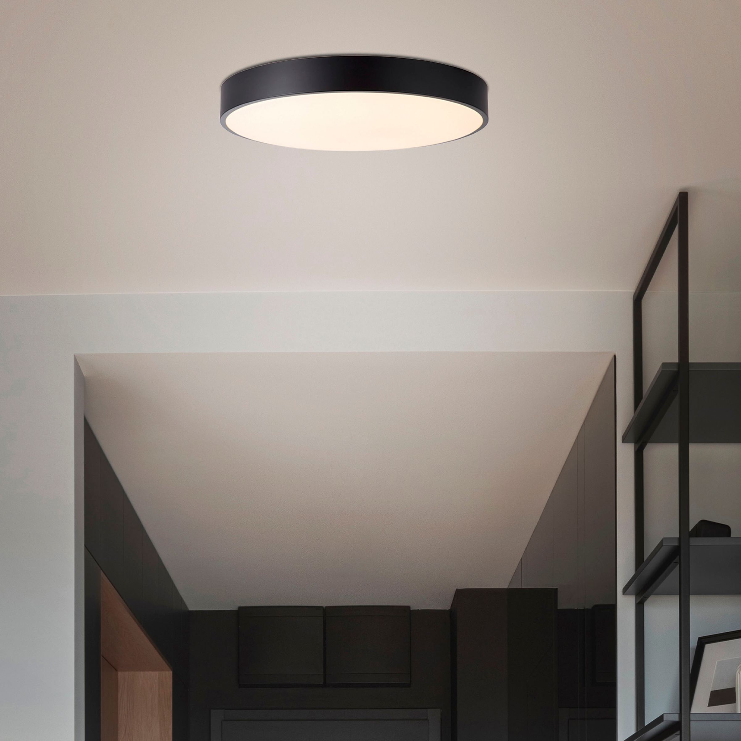BreLight LED Wandleuchte »Slimline«, D 50 cm, 3800 lm, 3000-6500 K, CCT, dimmbar, Metall, schwarz/weiß