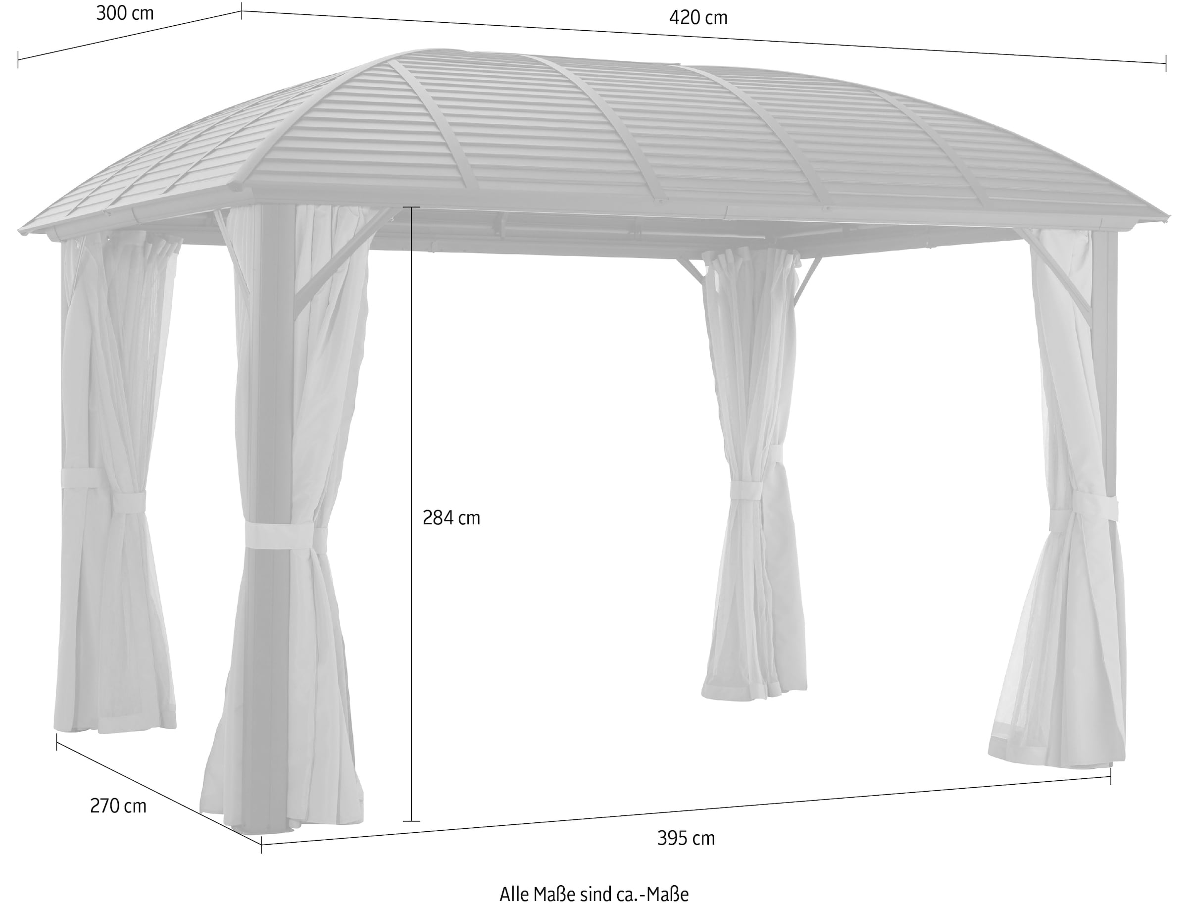 KONIFERA Pavillon »Juni«, BxT: 300x365 cm oder 300x425 cm, Aluminiumgestell
