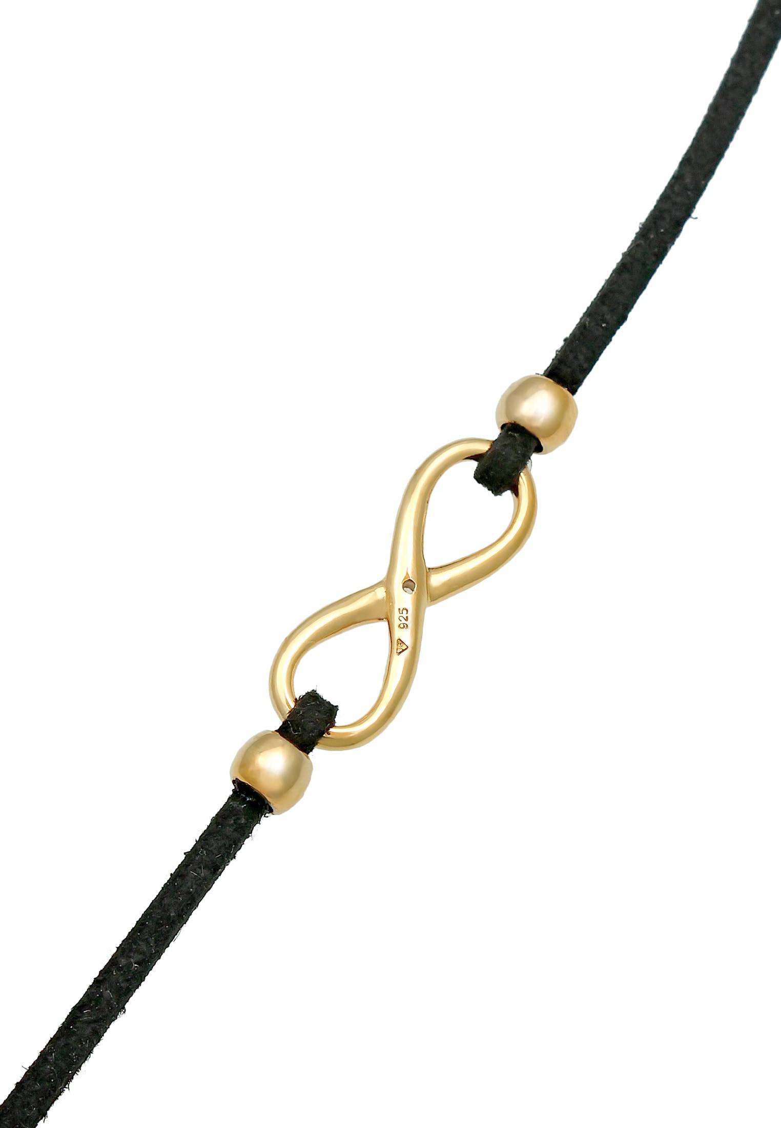 Elli Silberkette »Halskette Infinity Zirkonia Leder synthetisches 925 Silber«