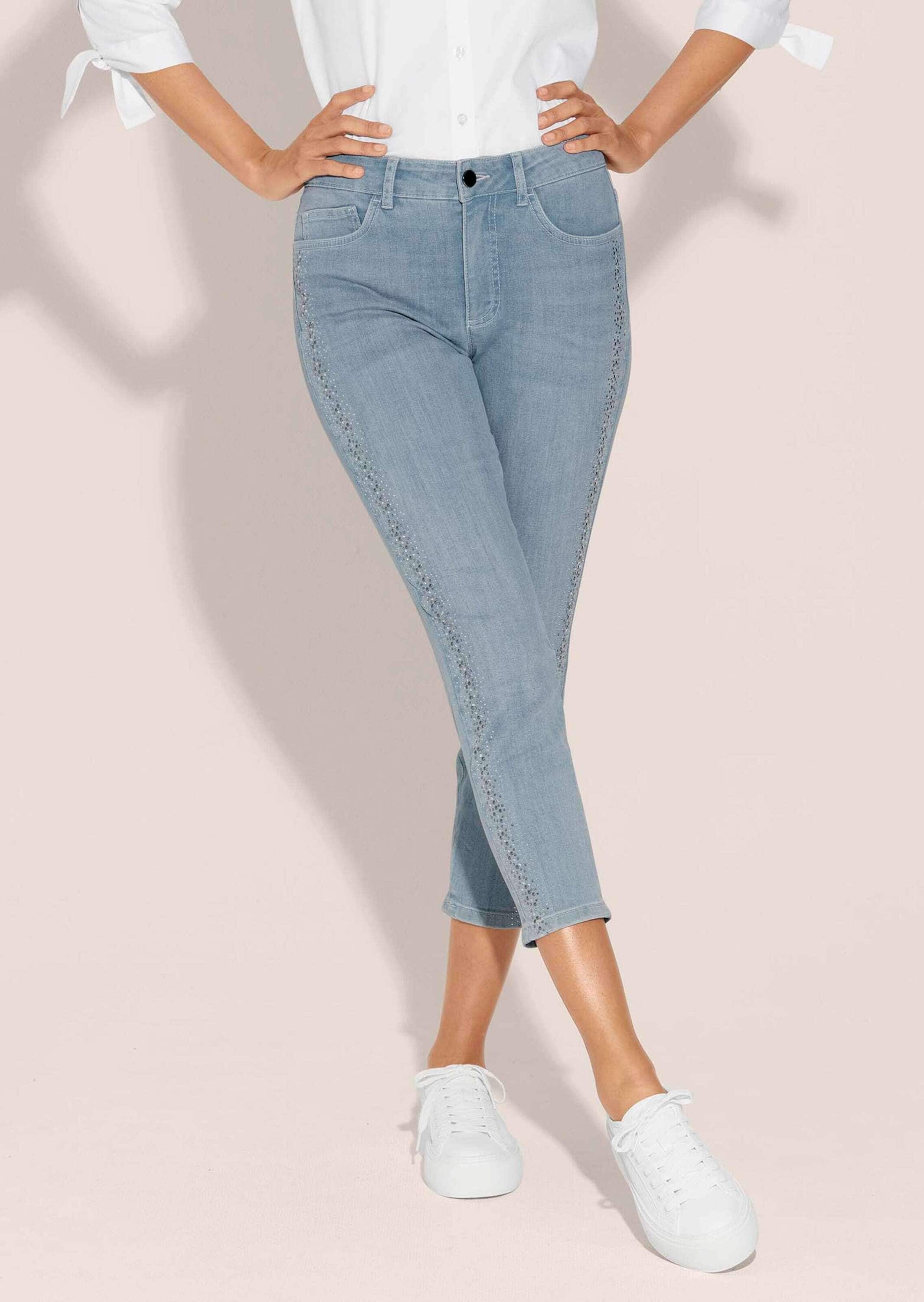 MADELEINE Regular-fit-Jeans »Jeans mit Steinchen Schlanke 7/8-Jeans mit Glanz-Effekt«