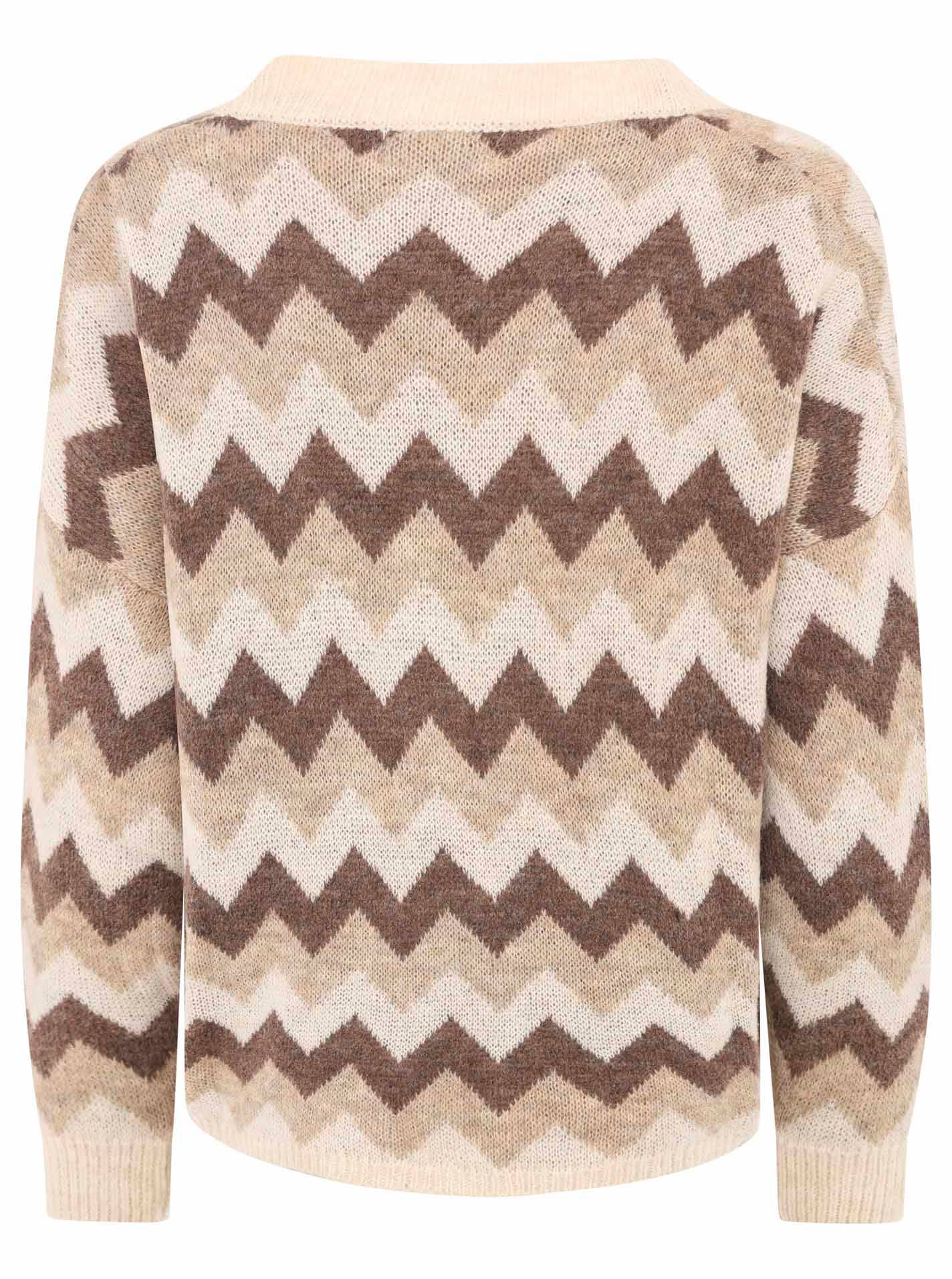 Zwillingsherz Strickjacke »"Buntes ZickZack"« Langarm, Zick-Zack-Muster, Knopfleiste, tiefer V-Ausschnitt