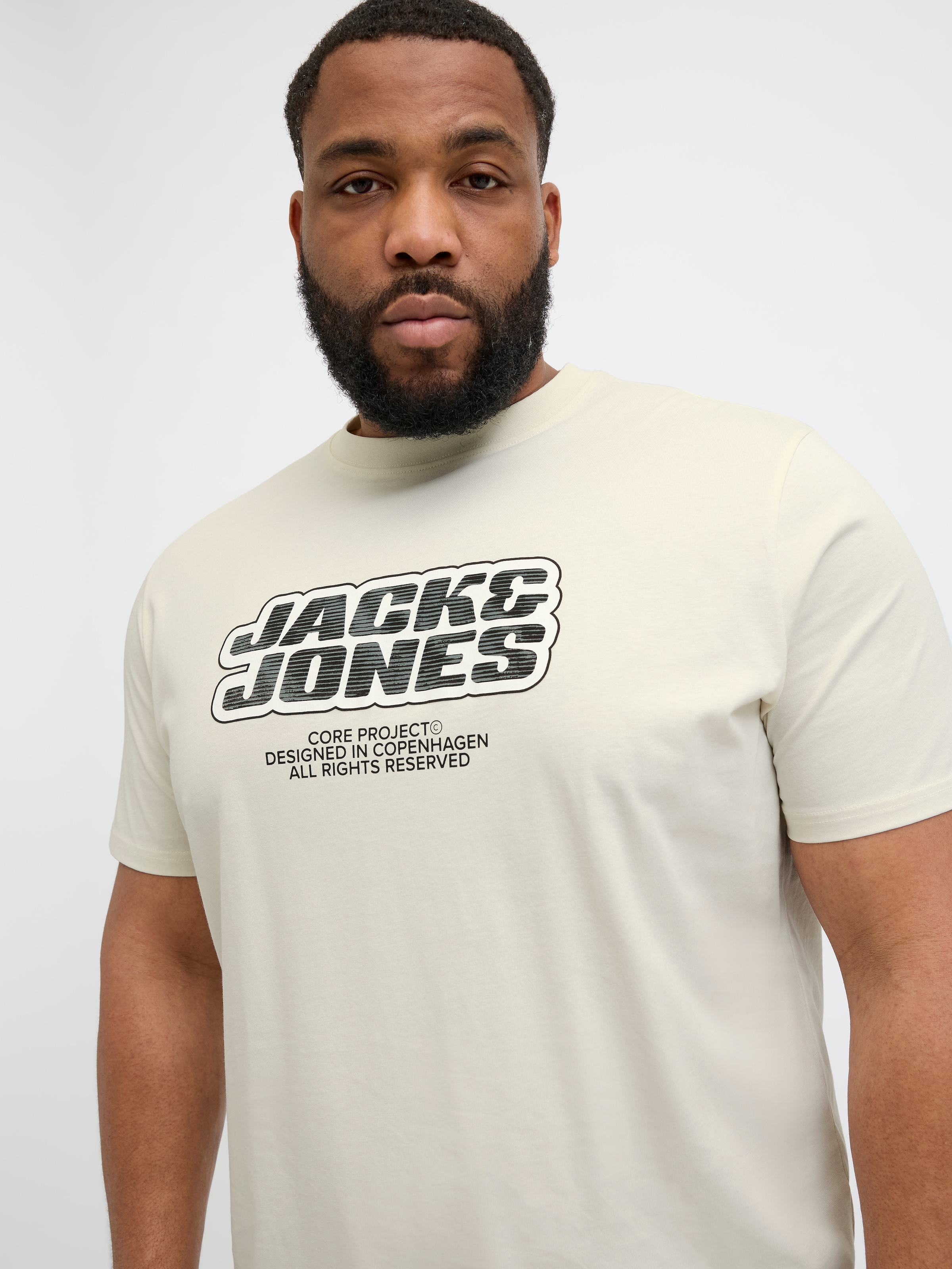 Jack & Jones PlusSize Print-Shirt »JCOLIDO AOP FRONT PRINT TEE SS CRE PLS«, mit Logo Print